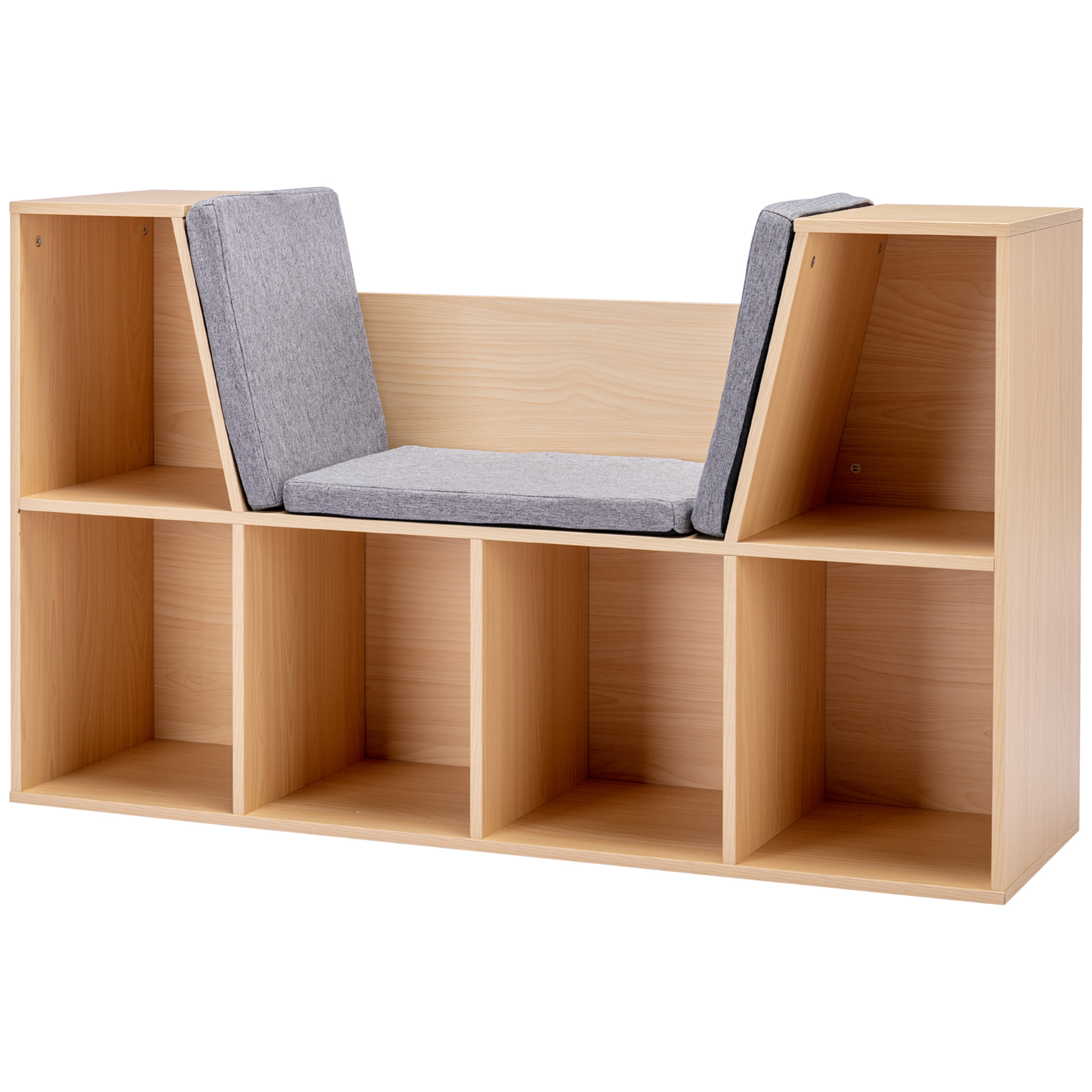 2-in-1 Kinderrek + Speelbank incl. Kussens 103 cm �� 30?cm �� 62 cm Grijs + Naturel