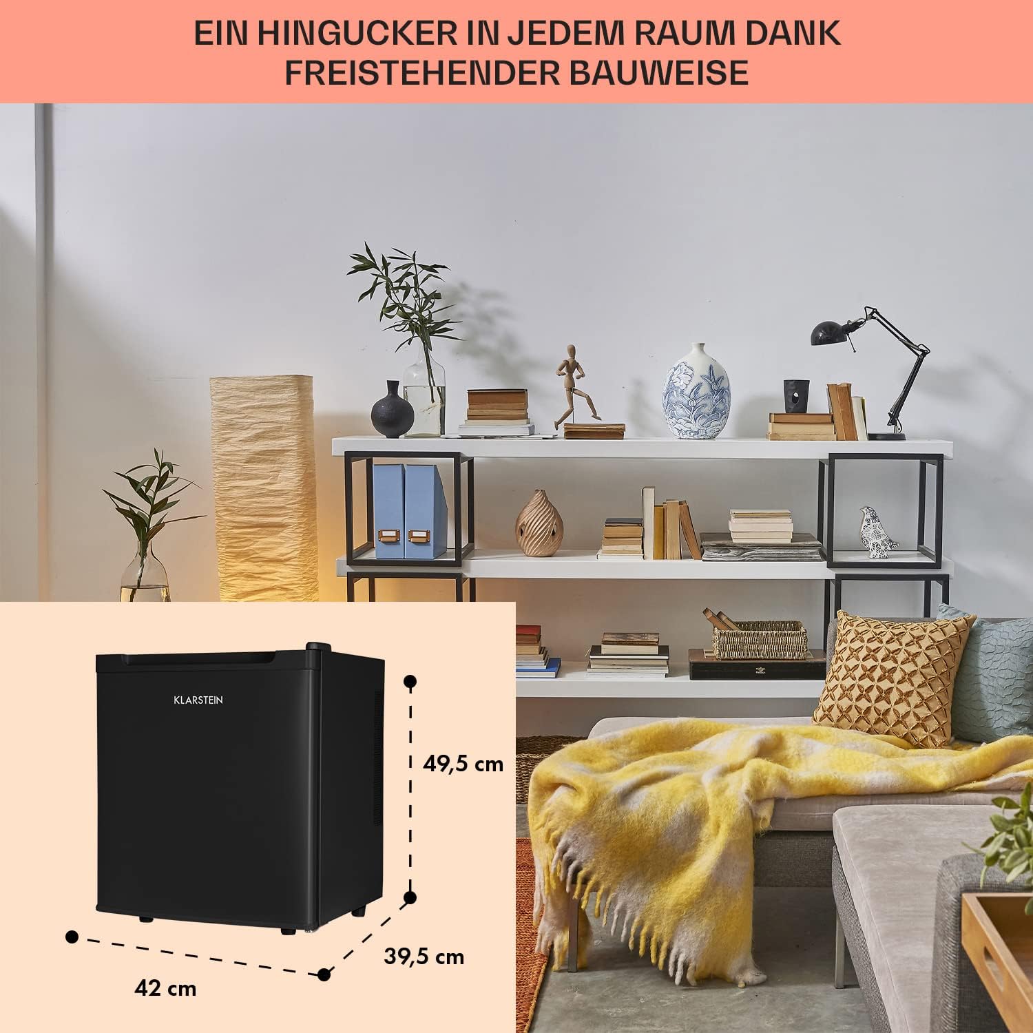 Klarstein Mini Kühlschrank für Zimmer, 30L Mini-Kühlschrank für Getränke, Snacks & Kosmetik, Kleine Minibar, Kühlschrank Klein & Leise, Kleiner Skincare Kühlschrank für Zimmer & Büro 5-15°C