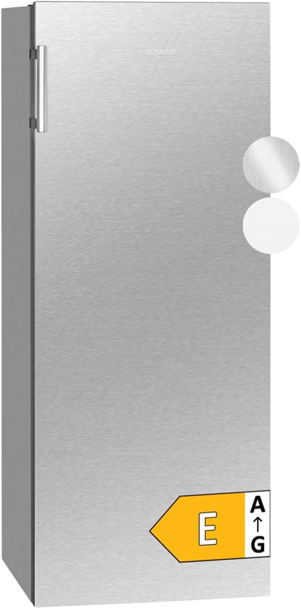 Bomann Réfrigérateur 242L inox VS7316-1-inox, Capacité nette : 242 litres, Éclairage intérieur à DEL, Contrôle de la température en continu, 5 clayettes en verre