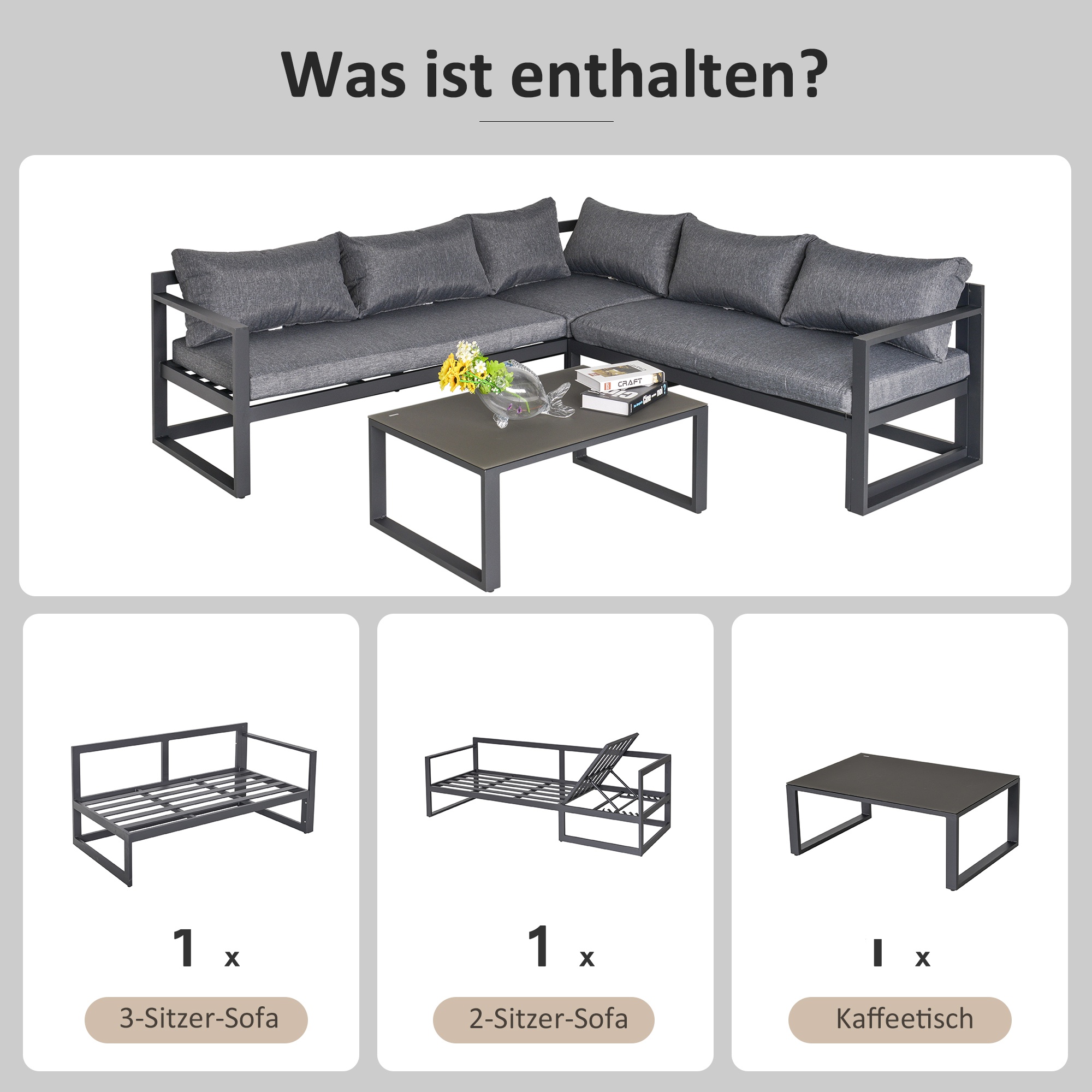 Outsunny 3-delig Tuinset
