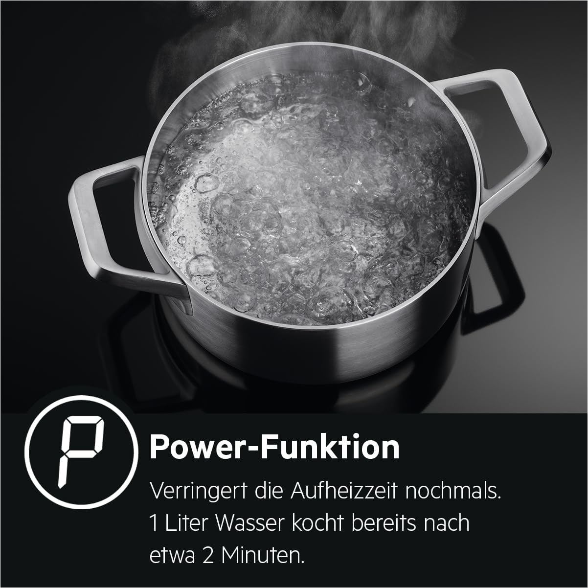 AEG Standherd mit Induktions-Kochfeld 60 cm/SteamBake – mit Feuchtigkeitszugabe/Hob²Hood/Touch-Bedienung/Grillfunktion/Display mit Uhr/Kindersicherung/A / CIB6644BBW