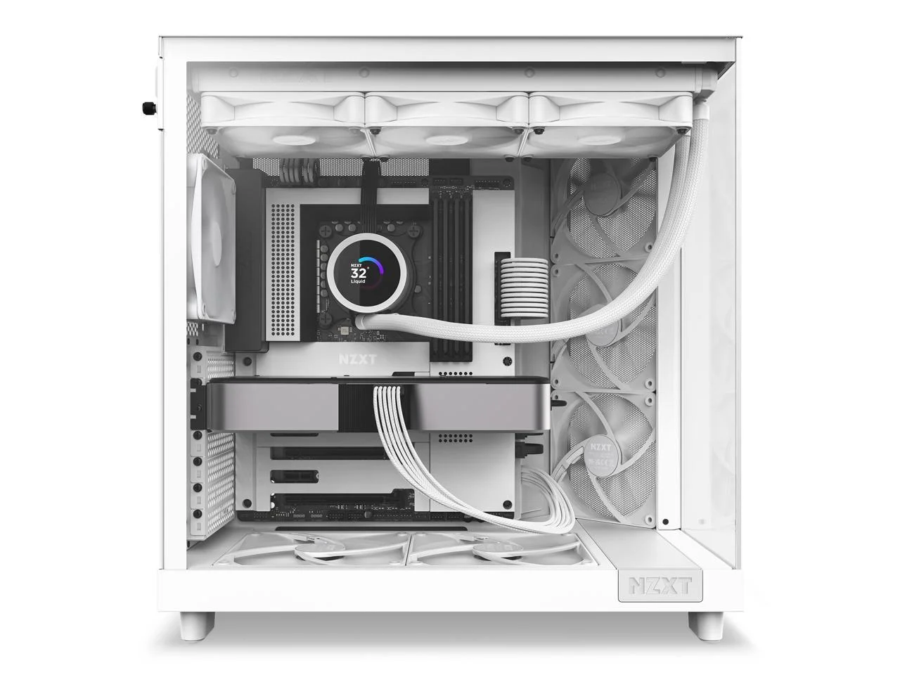 NZXT H6 FLOW Compact Dual-Chamber Mid-Tower Behuizing met Airflow, Wit, CC-H61FW-01