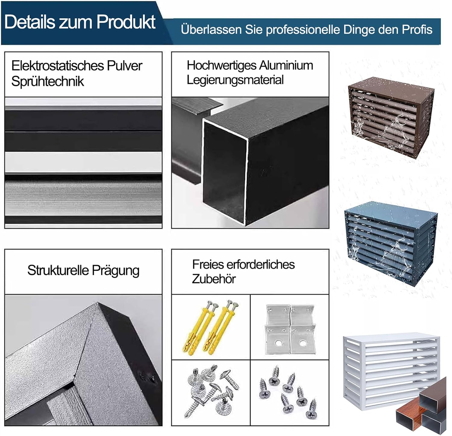 5P Außenklimaanlage Abdeckung Verkleidung aus Aluminium Wasserdichter Klimaanlagen Schutzabdeckung Staubschutz for Haus Rechteck Outdoor Fenster AC Einheit Split Schutzgitter for Wärmepumpen