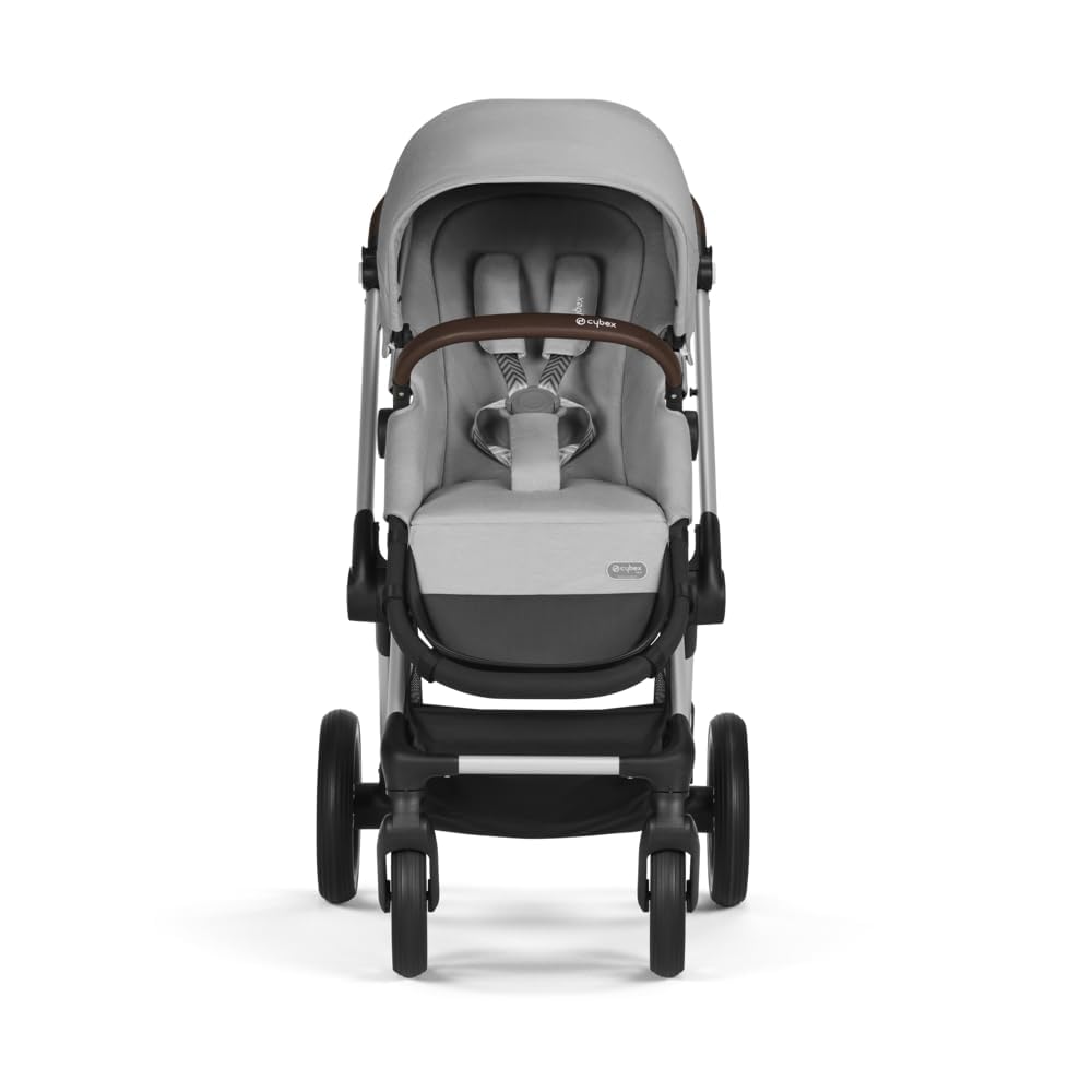 CYBEX Gold Kinderwagen EOS Lux 2-in-1 mit Babyschale Aton B2 i-Size und Babyschalen-Adapter, Reisesystem, Ab Geburt bis 22 kg (ca. 4 Jahre), Moon Black (Schwarz)