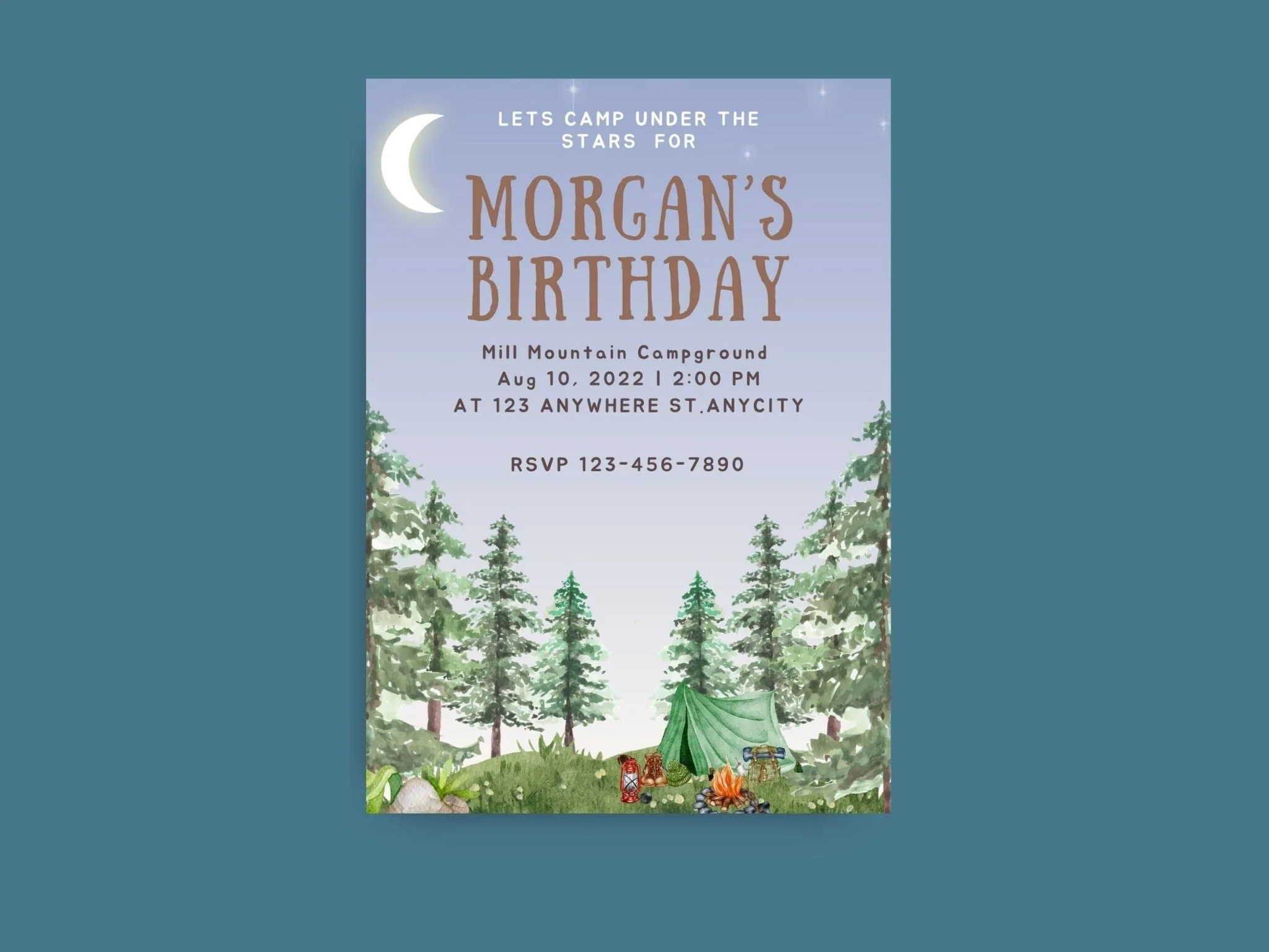 Camping Birthday Invitation, Camping Party Invitation Instant Download, One Happy Camper Birthday