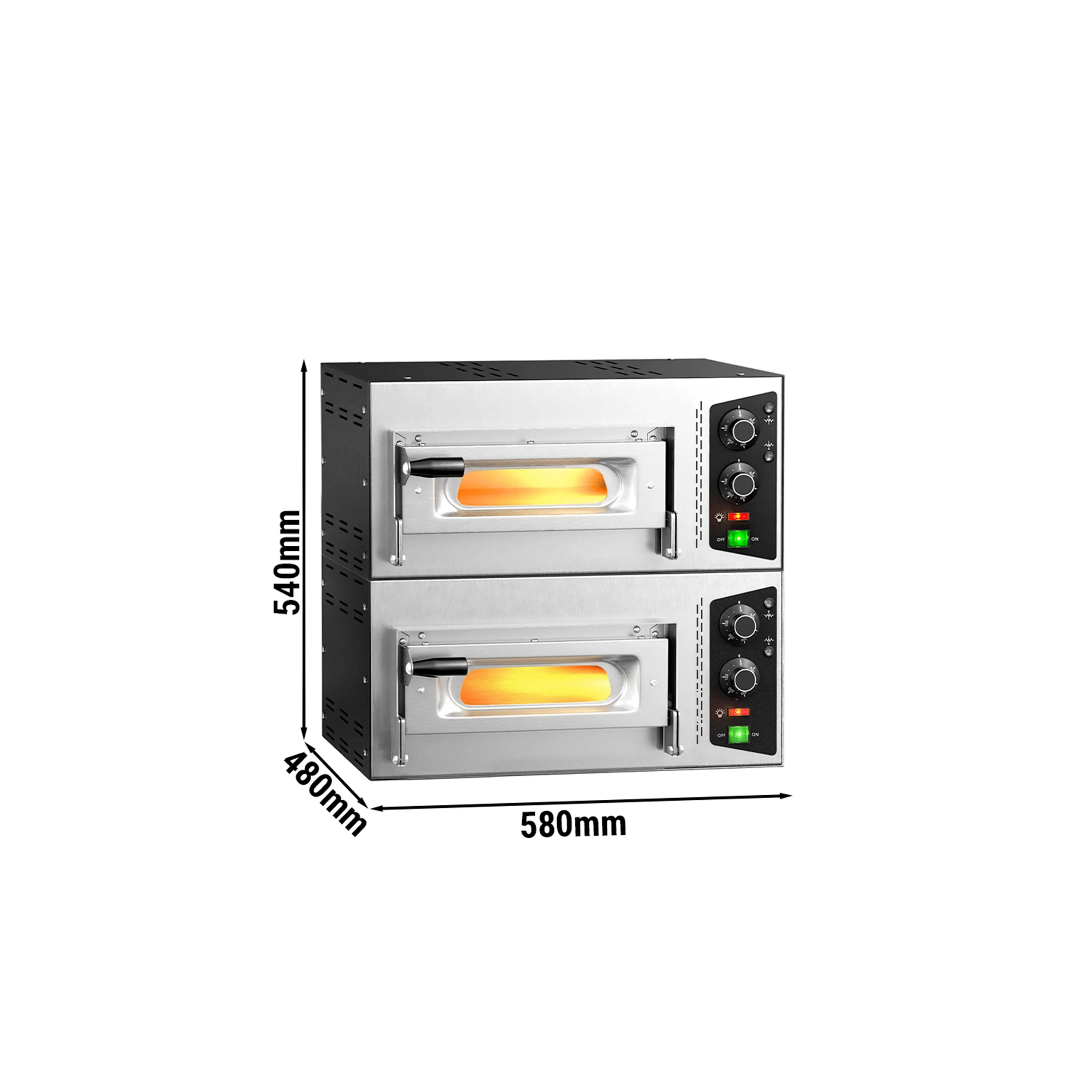 Elektrisk pizzaovn (full steinbunn) - 580x480 mm - 1x ? 35 cm - for ? 35 cm pizza - opptil 450 ��C - manuell - stabelbar