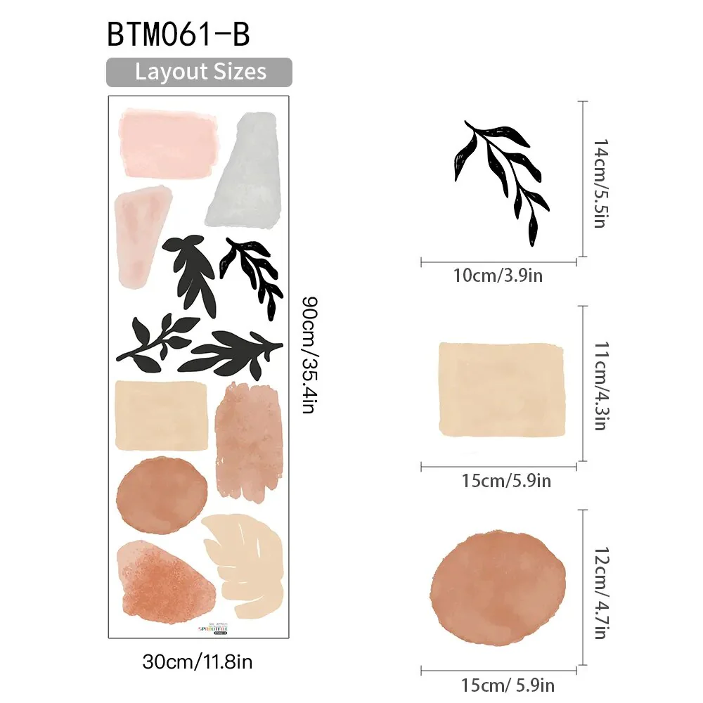 Boho Abstract Colors and Leaf Nursery Wall Decals