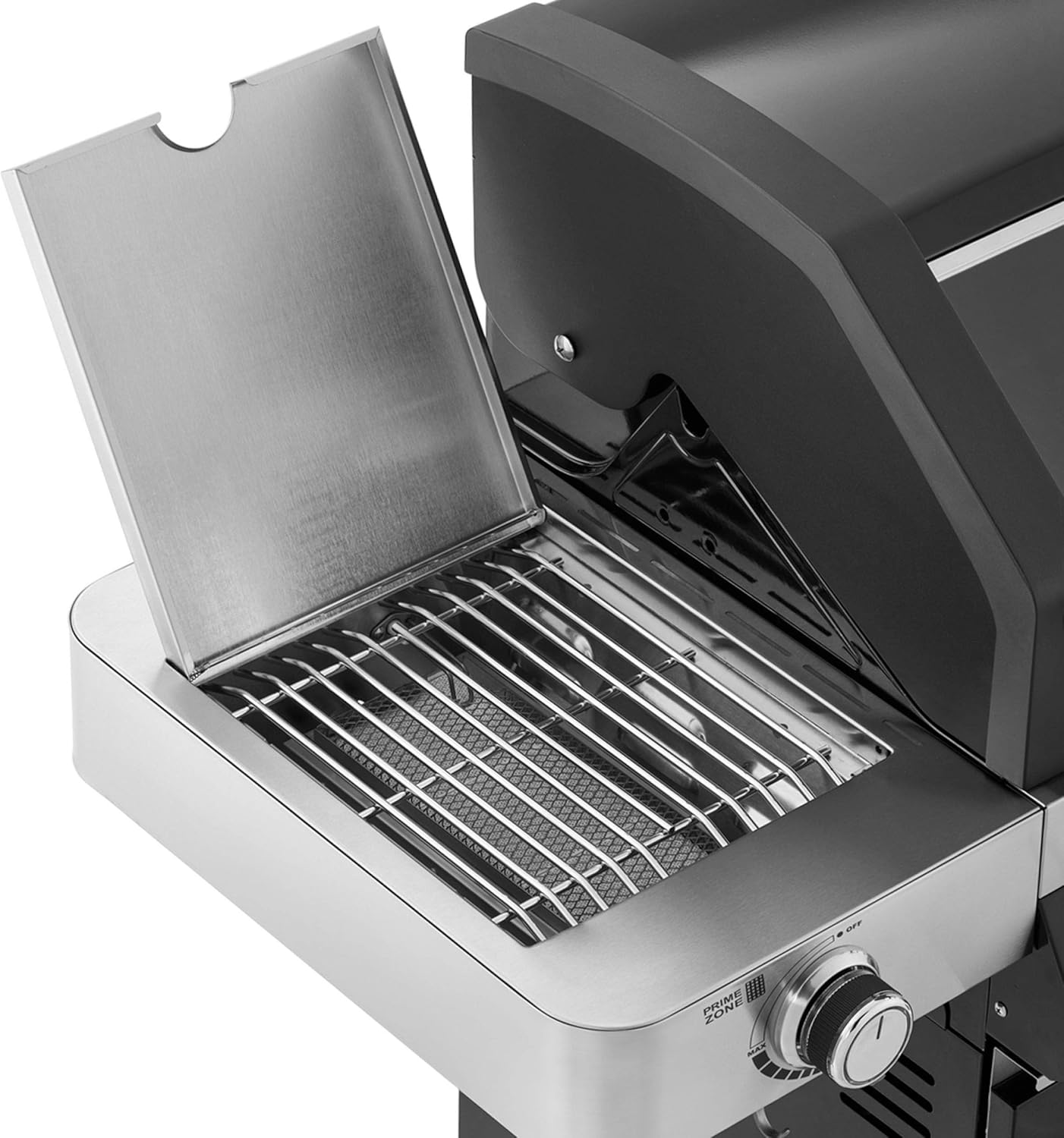 RÖSLE Elektrogrill BBQ-Portable Videro E2-P, tragbarer Tischgrill mit 2 Brennern, Warmhalterost und Deckel mit Glaseinsatz, pulverbeschichteter Stahl, schwarz/silbern