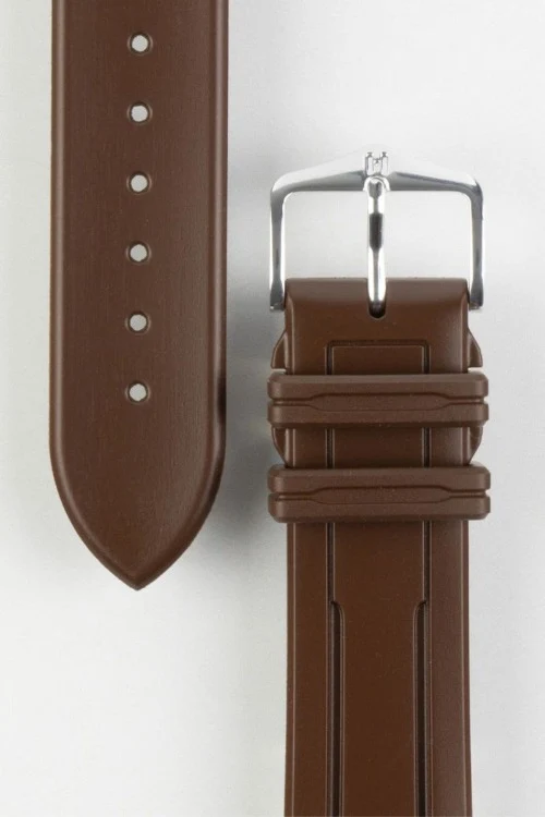 Hirsch HEVEA Natural Rubber Waterproof Watch Strap in BROWN