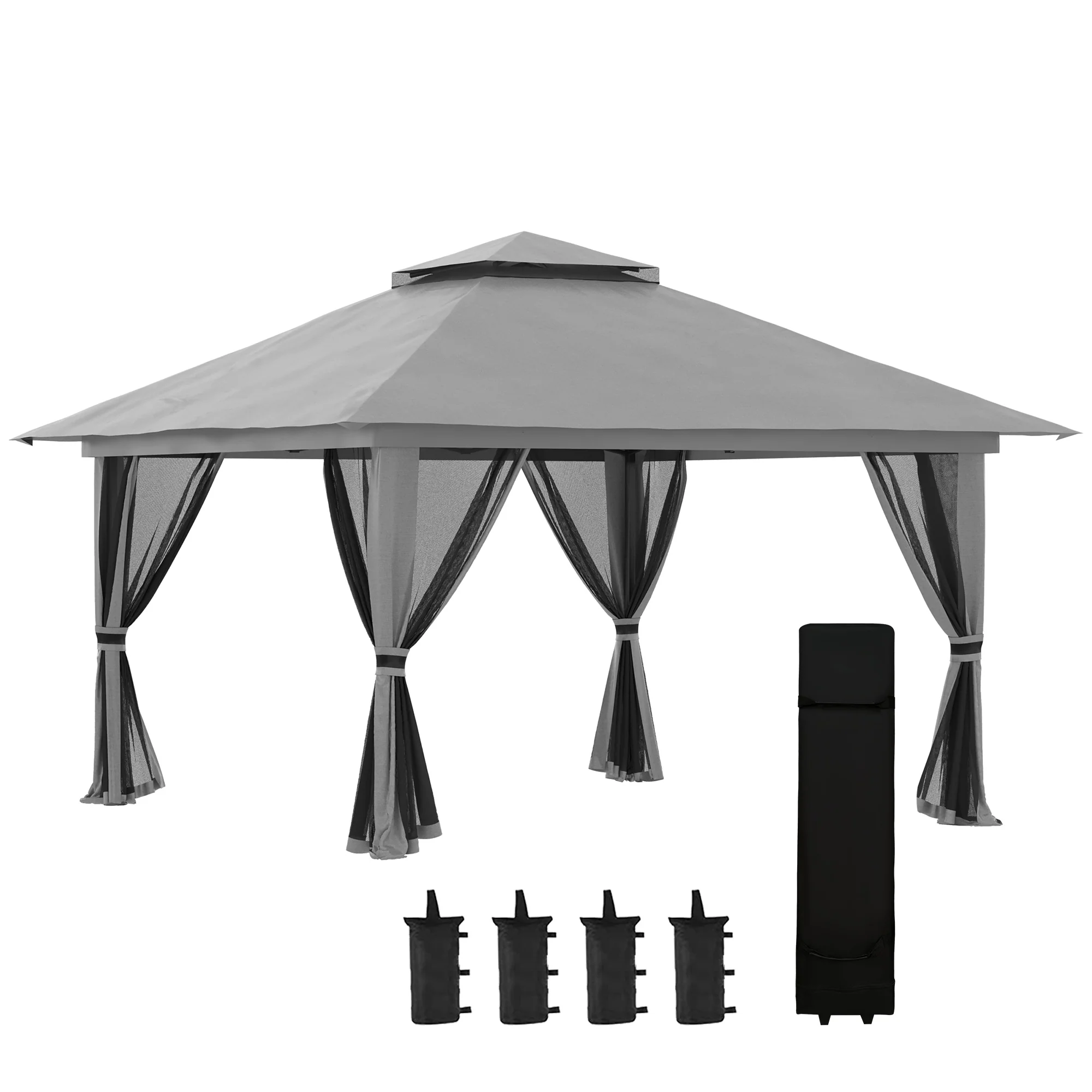 Outsunny Faltpavillon höhenverstellbar UV50+ mit Rollen
