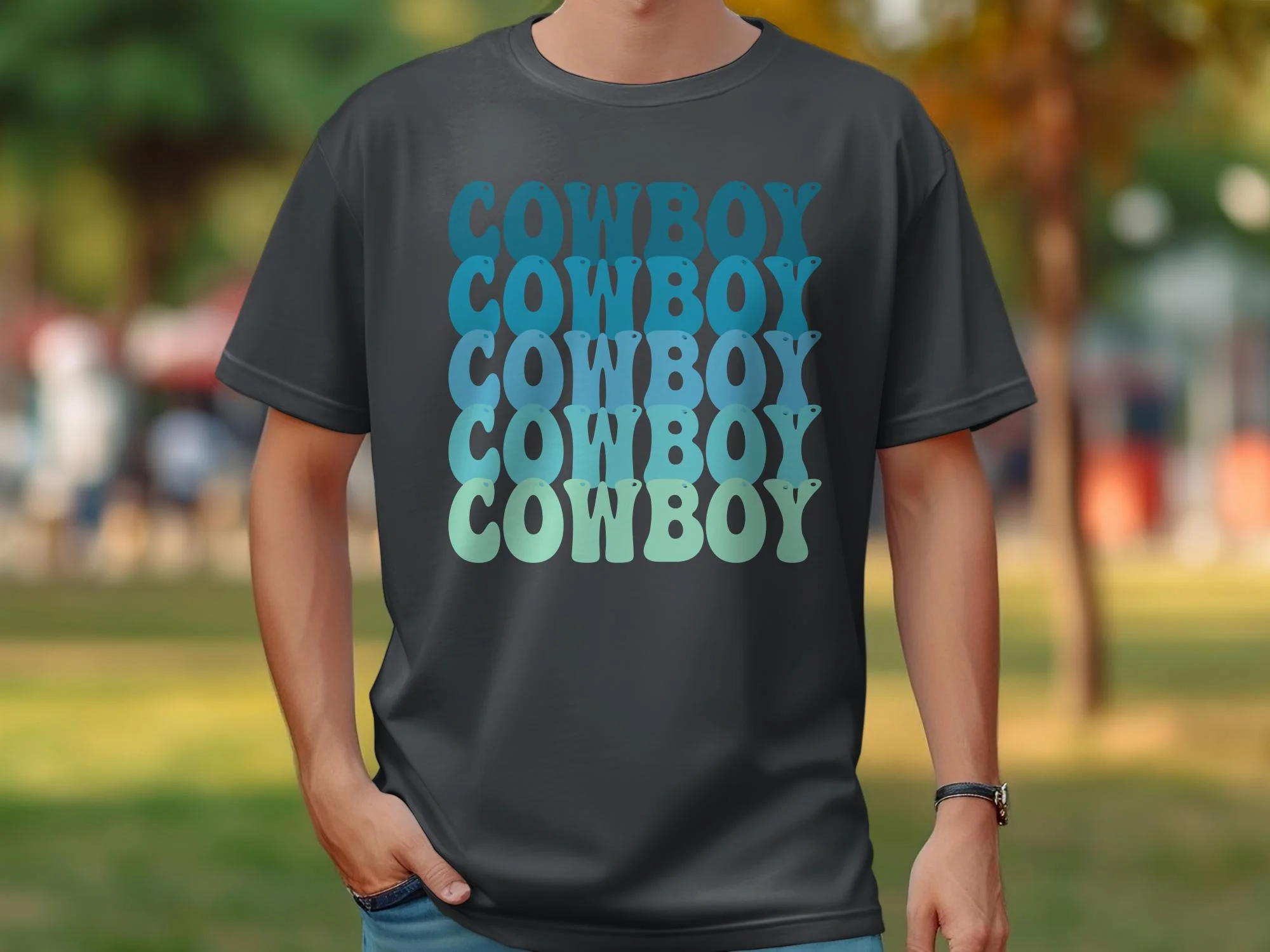 Retro Cowboy Shirt, Cowboy Graphic Tee, Men's Western Sweater