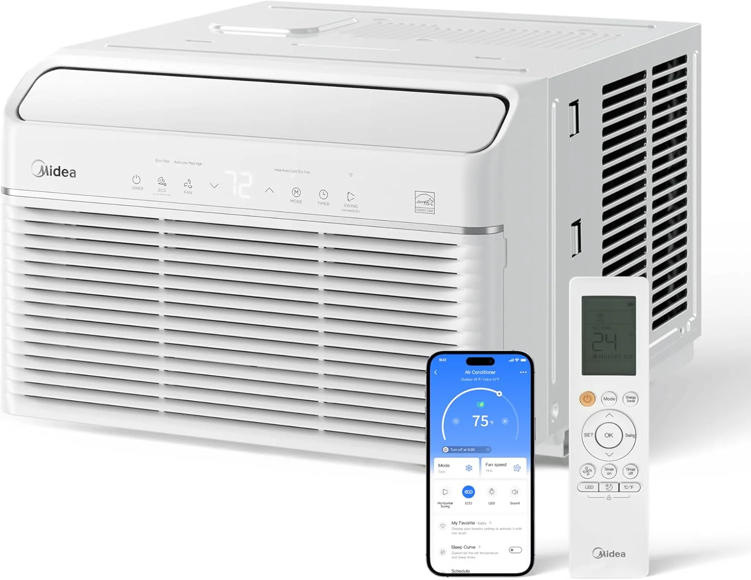 Midea 6,000 BTU Window Air Conditioner, 3-in-1 Cool/Fan/Dehumidifier Window AC Unit