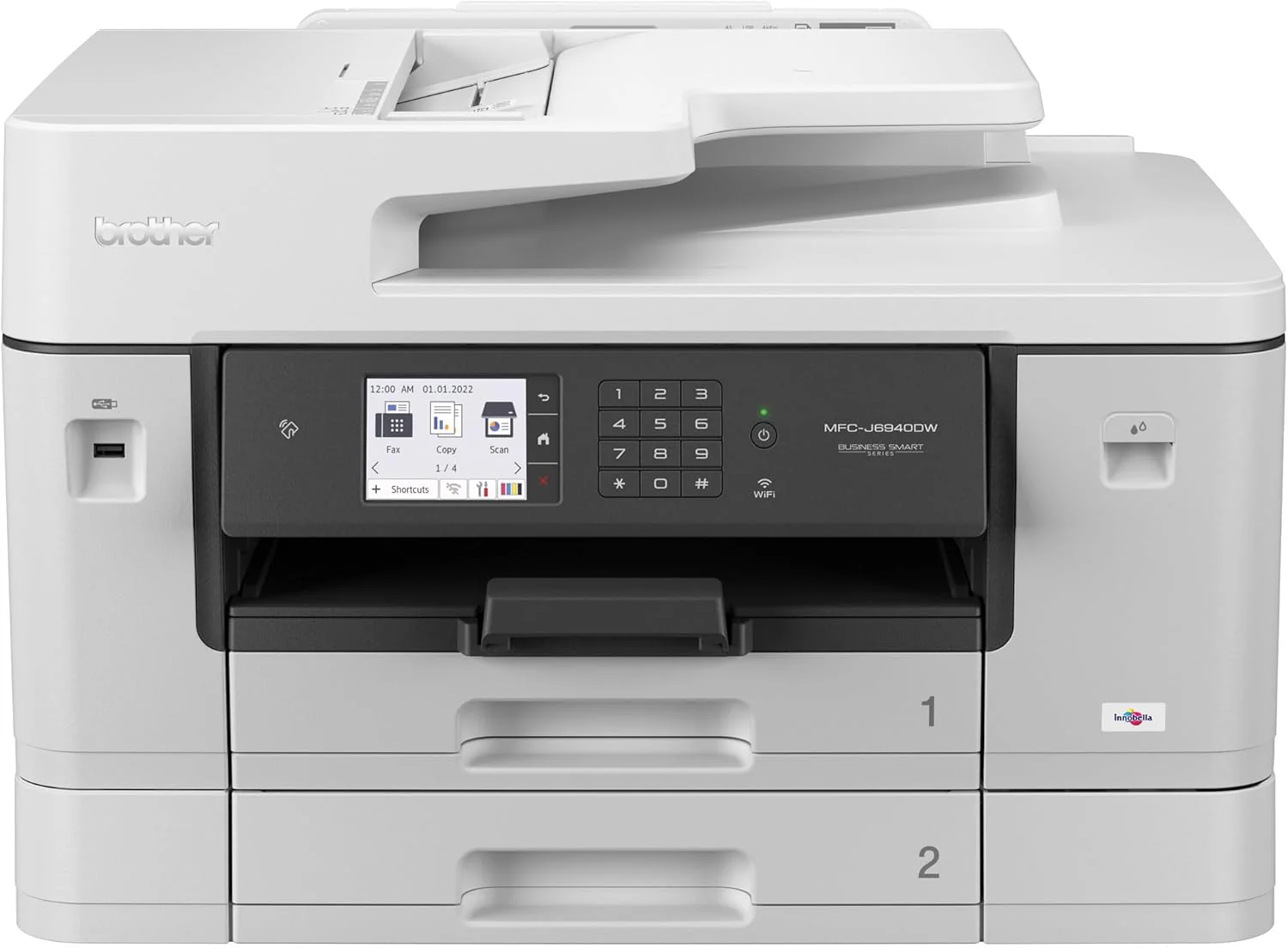 Brother MFC-J6940DW A3 4-in-1 kleureninkjet-multifunctionele printer (2 x 250 vel papierlade, printen, scannen, kopi?ren, faxen), Wit, Middel