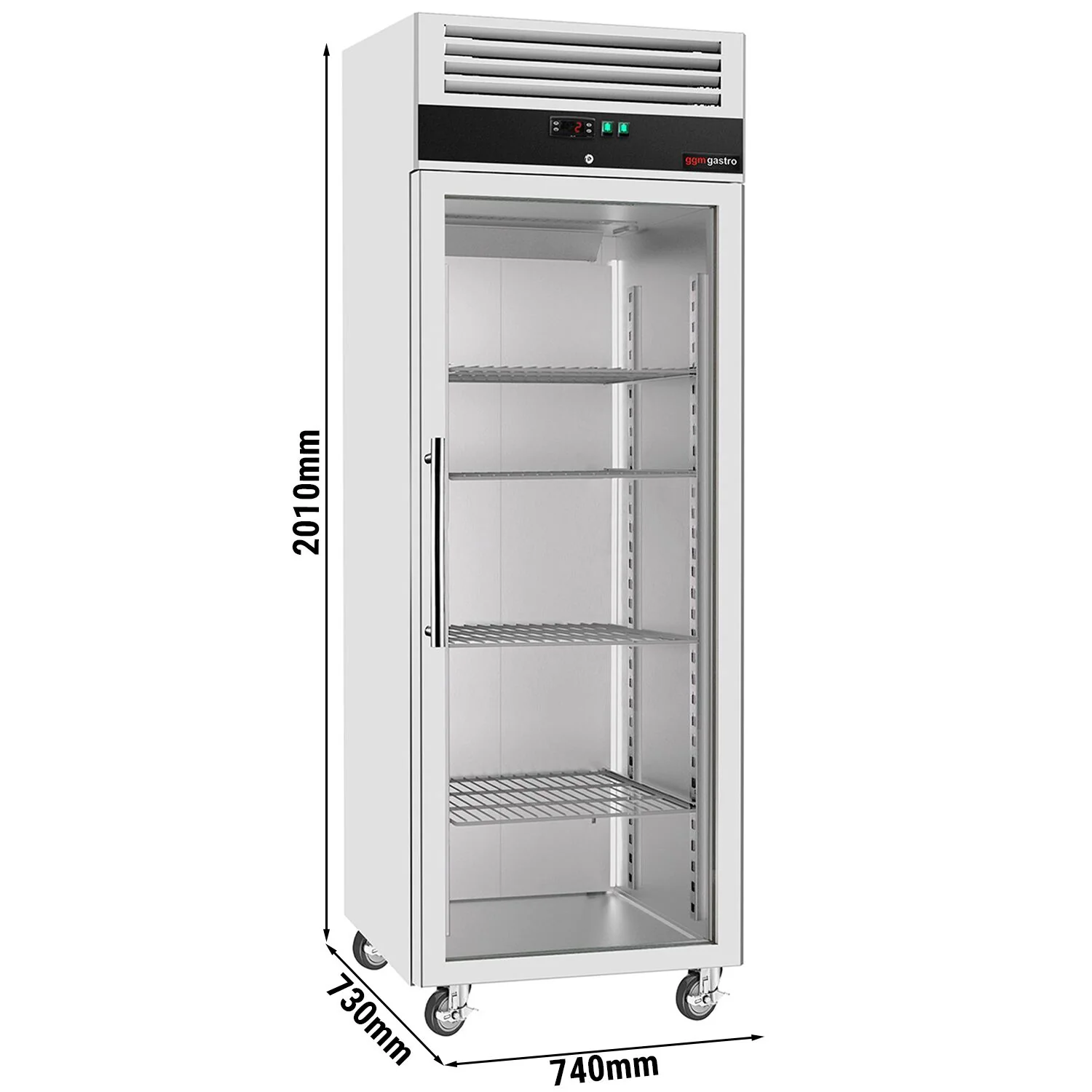 Kjøleskap i rustfritt stål ECO - 600 l - -2 °C til +8 °C - med 1 glassdør
