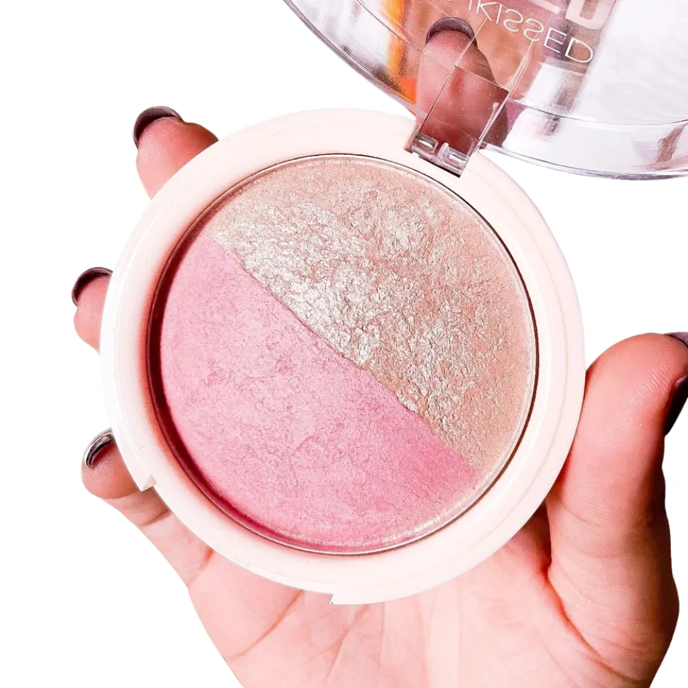 Sunkissed Baked Blusher & Highlighter a?? Mineral Powder Pink & Gold Glow 17g
