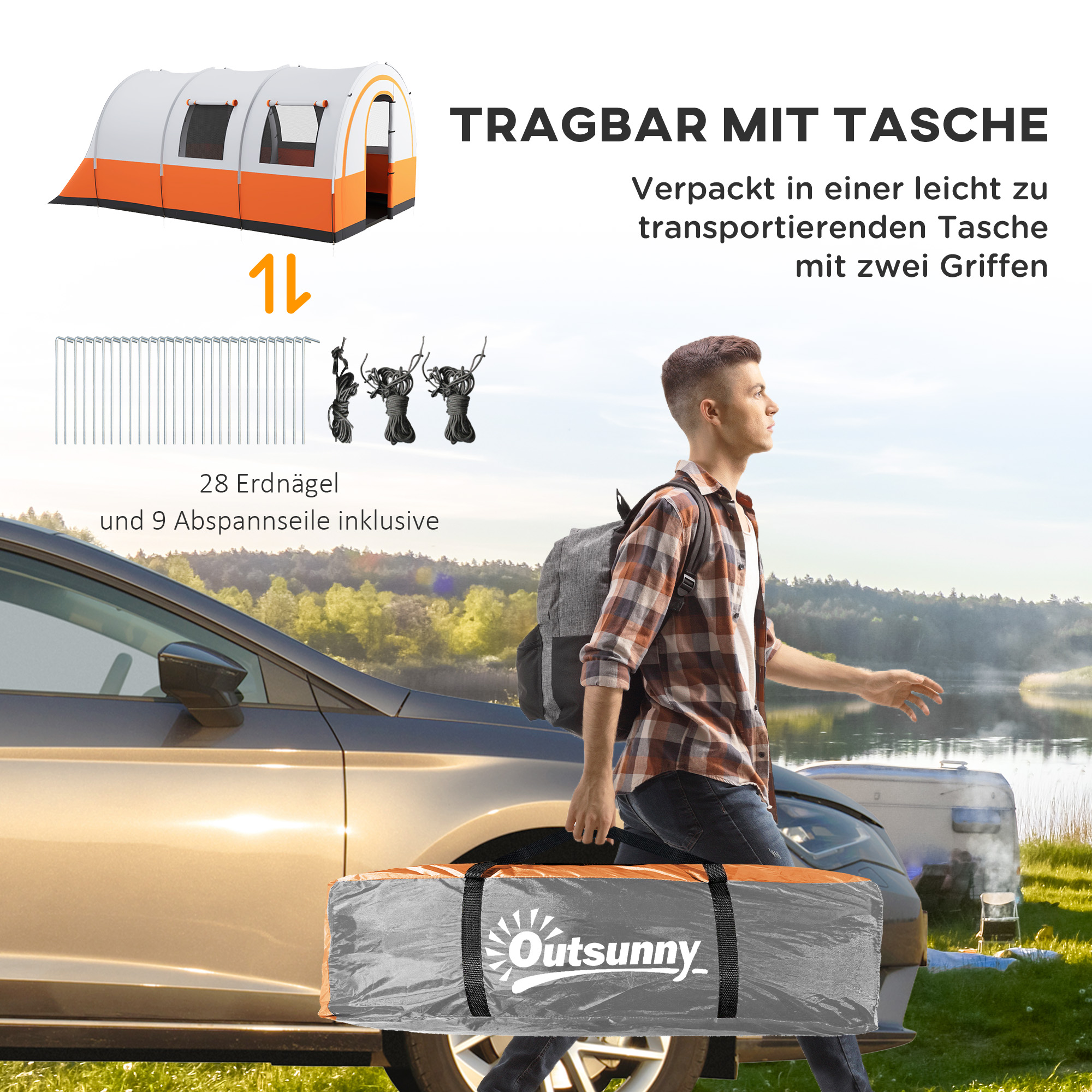 Campingtent tot 6 Pers, FamilieTent, Aparte Ruimtes, Waterdicht, Cr��mewit