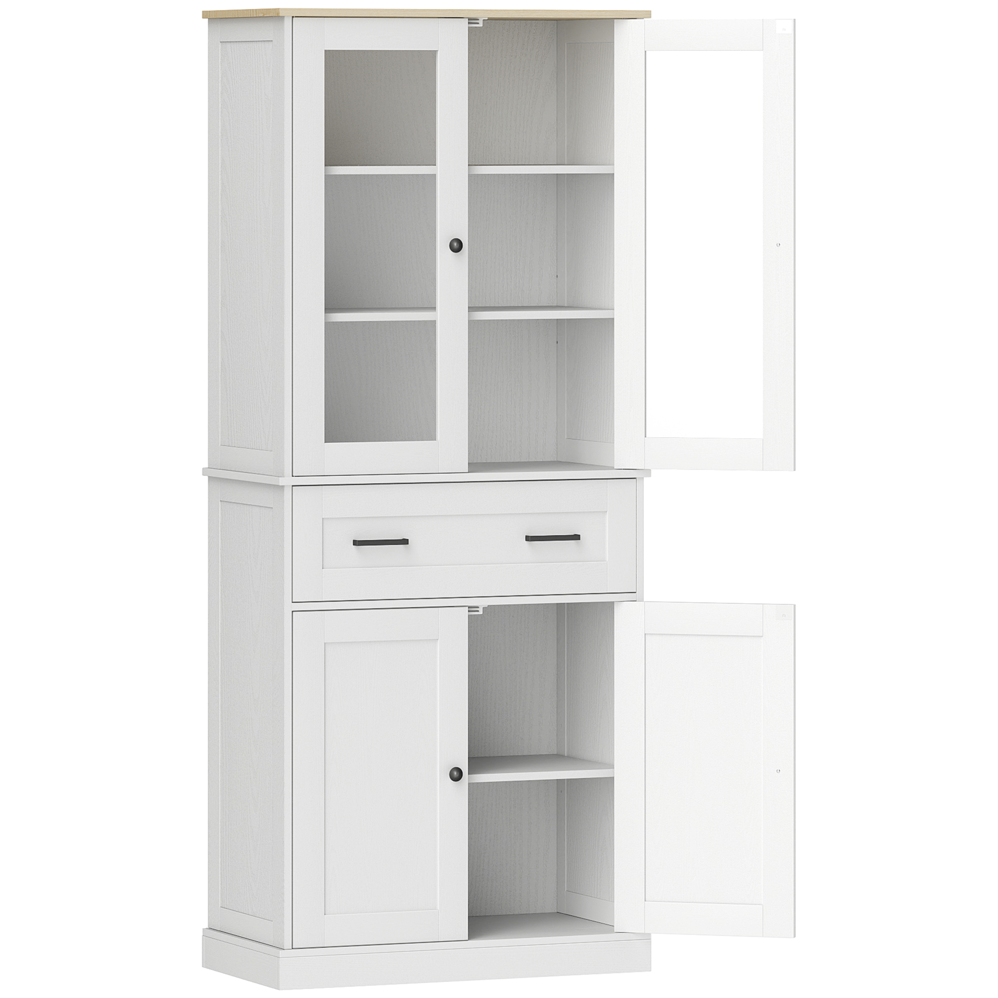 Keukenkast, Buffet, Acrylfront, Lades, 76 x 40 x 182,5 cm, Cr��mewit