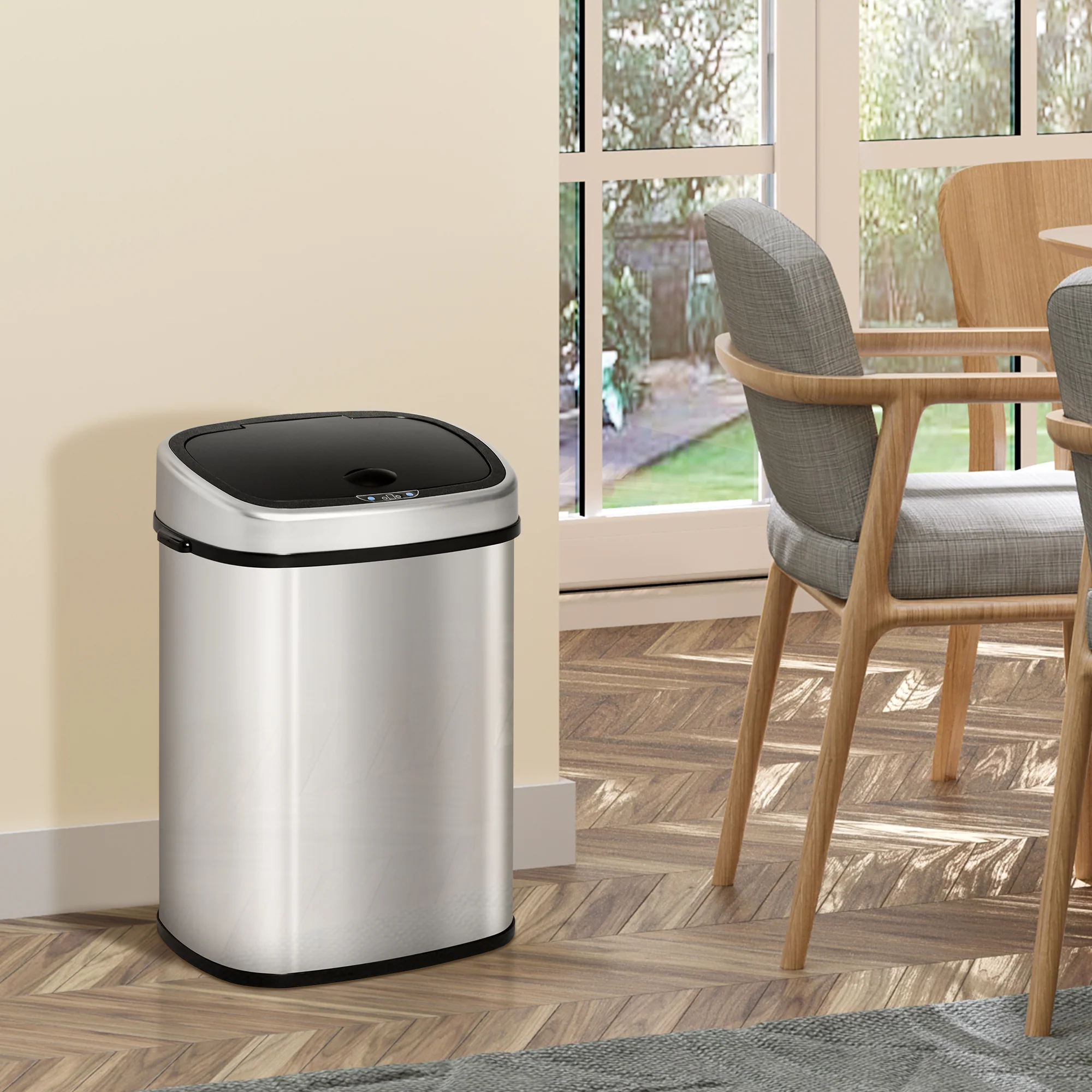 HOMCOM Automatik Mülleimer mit Sensor hygienisch Edelstahl