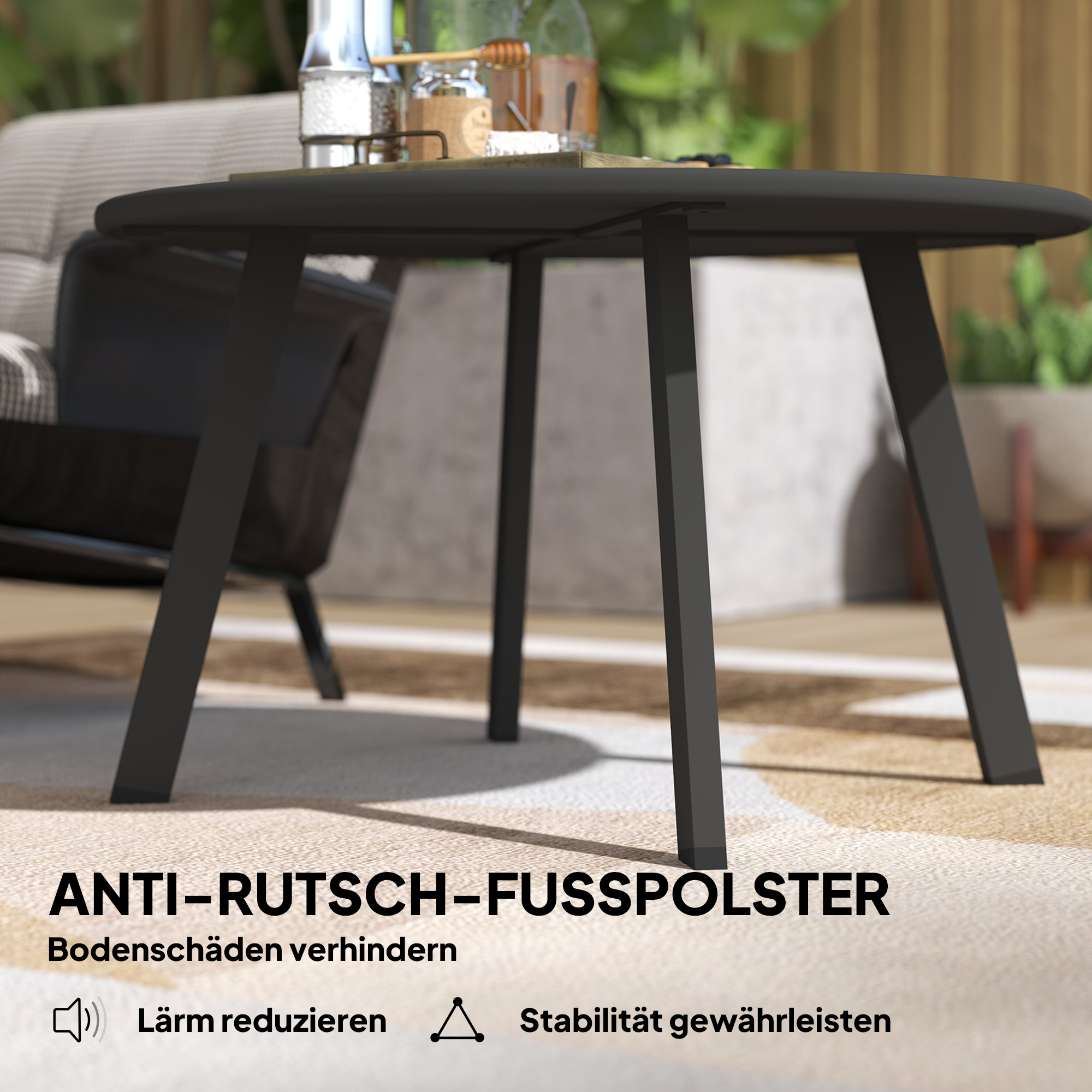Outsunny Metalen Balkontafel Rond Koffietafel Weerbestendig Tuin Tafel ?70 x 42H cm Zwart