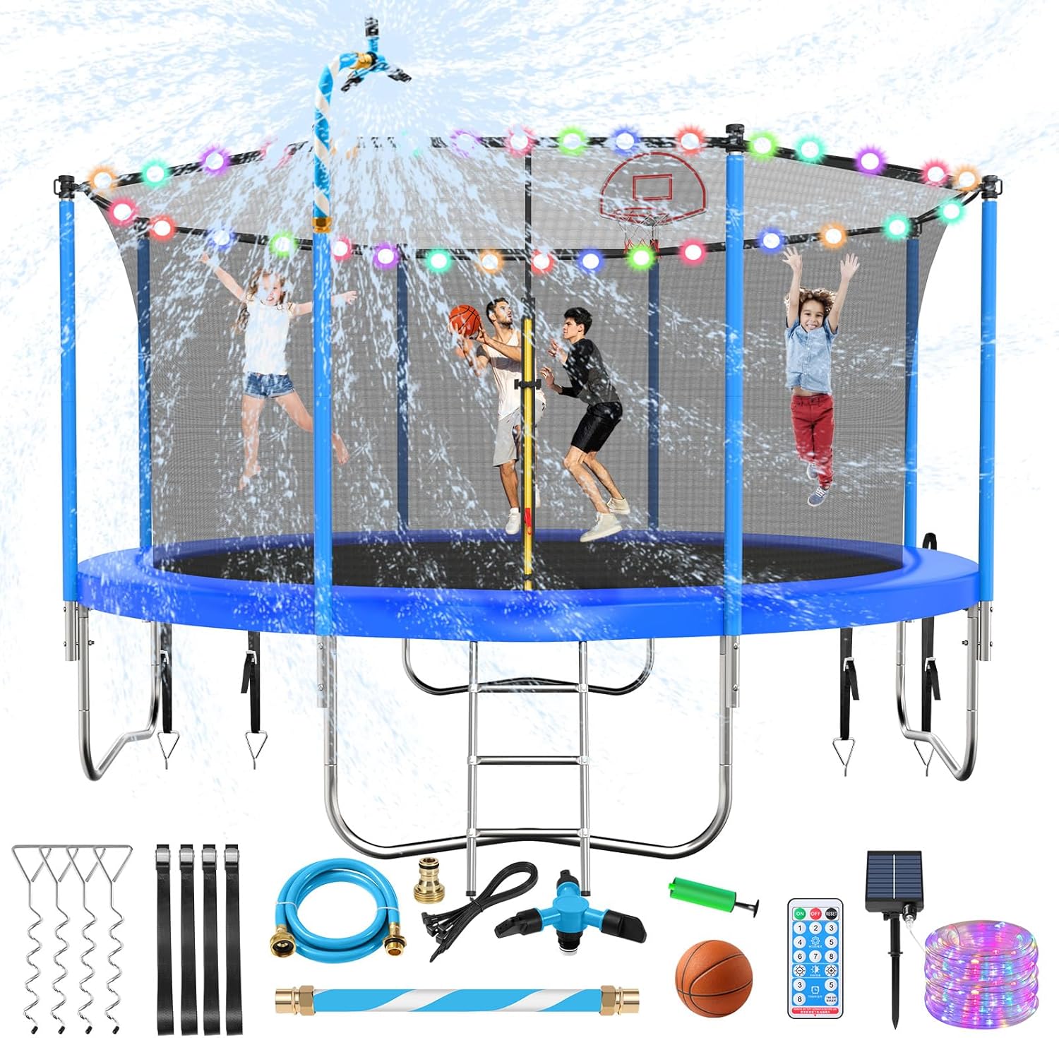 Upgraded 16Ft Trampoline with Basketball Hoop & Net