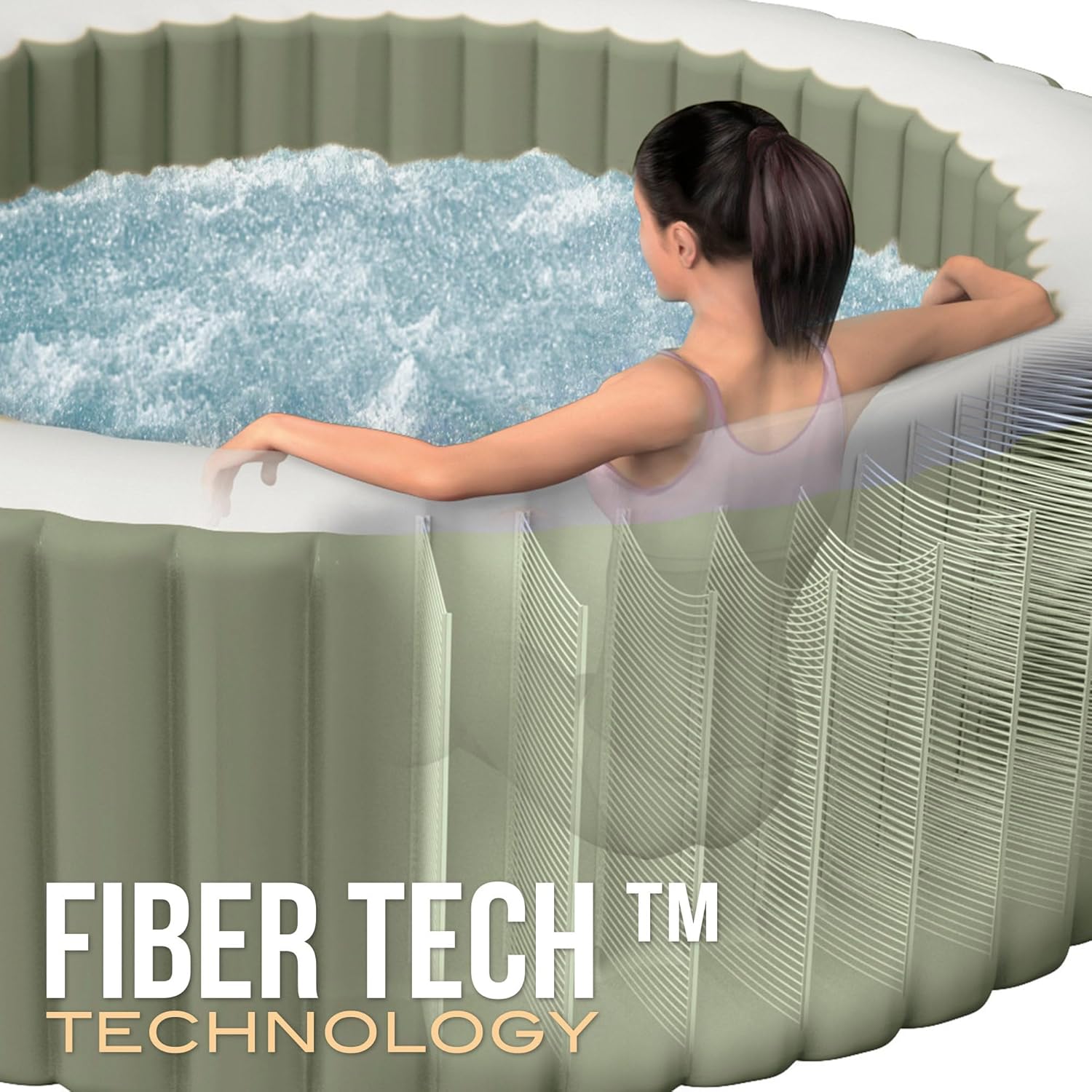 Intex 6-Personen Olivgrün Rund Bubble Spa Set 28428NP (Aufgeblasen 216 cm x 71 cm)