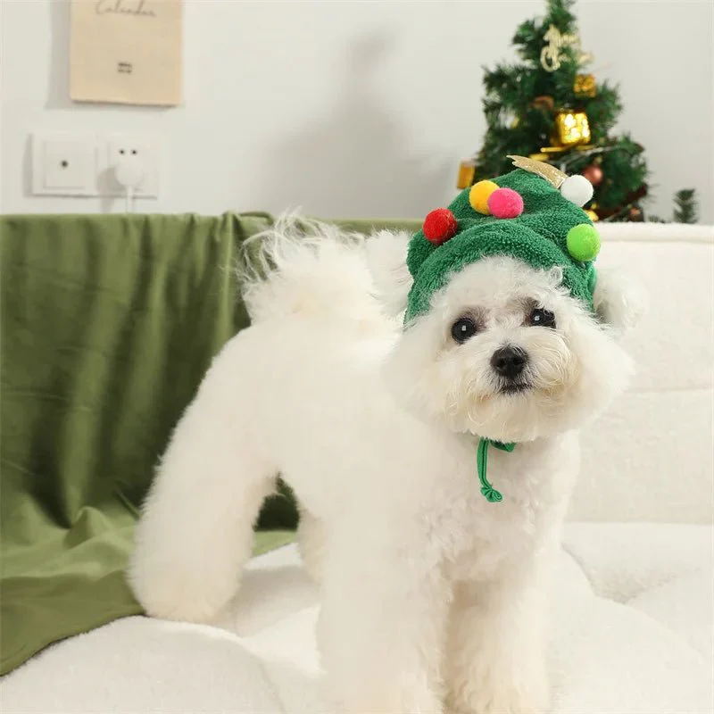 PAWSHINE – Pluche kerstmuts met elegante gouden rand voor huisdieren