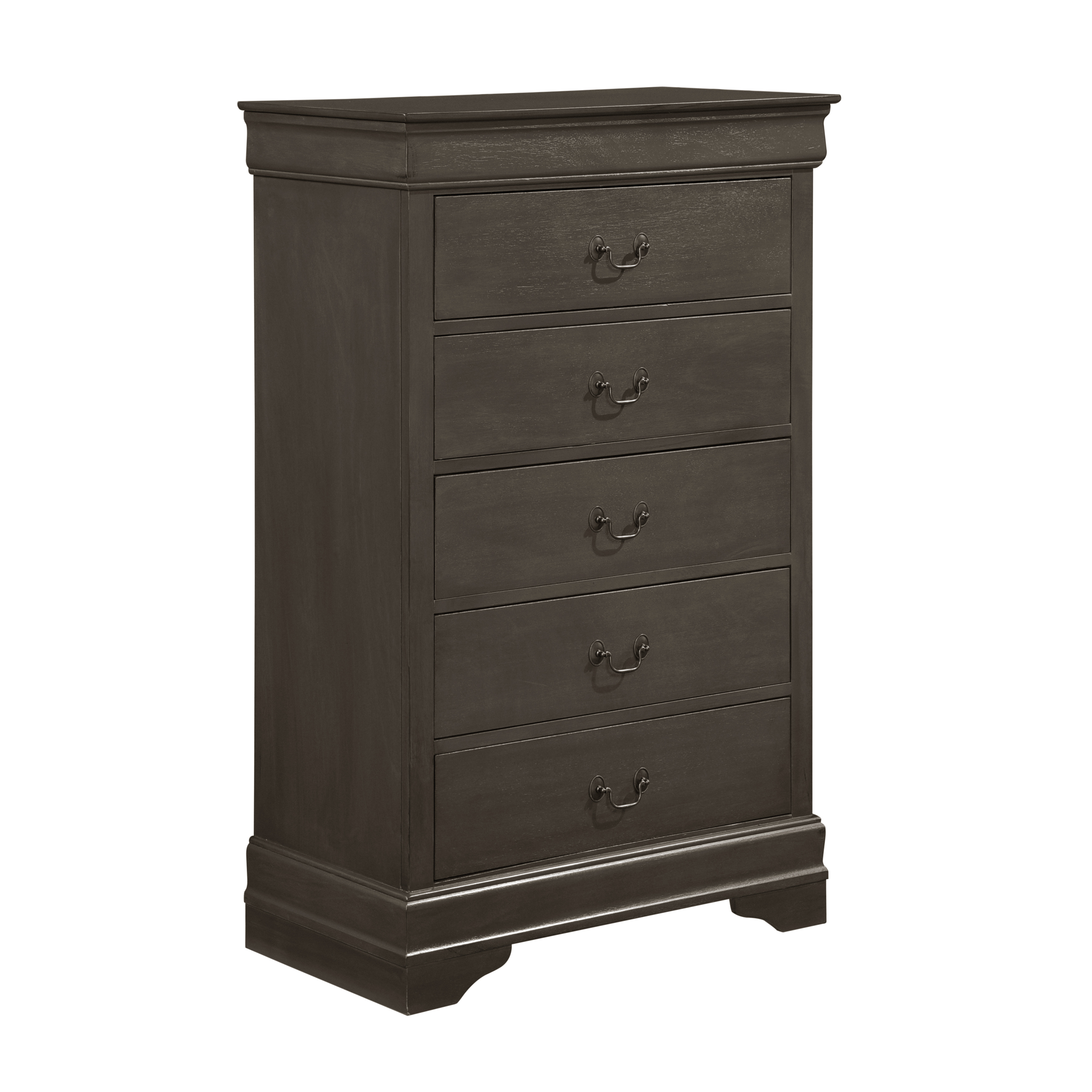 2025 DeeHome Klassieke Louis Philippe Commode met Grijs Gelamineerd Afwerkingslak �C 1 stuk met 5 Lades, Traditioneel Ontwerp voor Slaapkamer