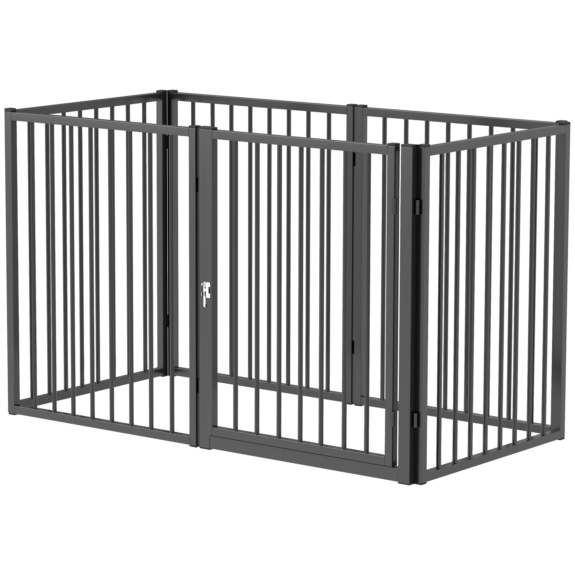 Puppyren, Hondenren, Puppy Omheining, 6 Panelen met Deur, Opvouwbaar en Draagbaar Hondenhek, Staal, Zwart
