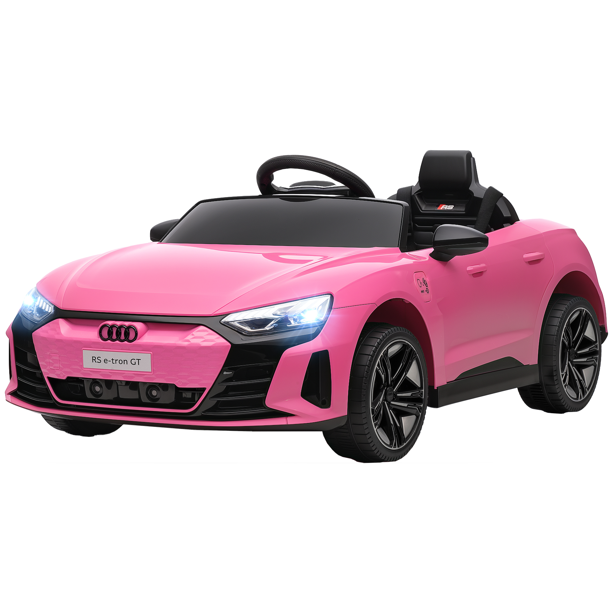 Kinder Elektroauto met afstandsbediening, veiligheidsgordel, toeter, muziek, koplampen, tot 5 km/u, 3-5 jaar, Roze