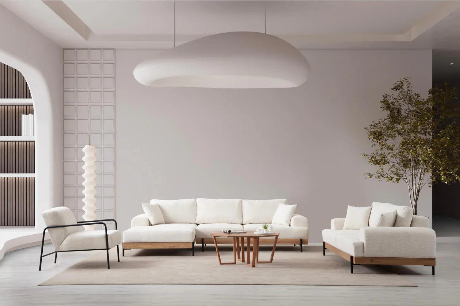 Eti Oak Left Ecksofa - Weiss