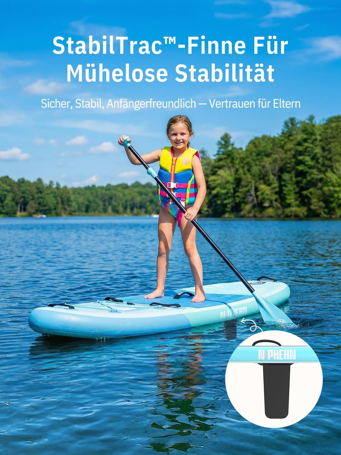 Niphean Stand up Paddling Board mit Sitz, (Ultraleichtes) SUP Board für Frauen, Standup Paddle Board mit +30% Balance StabilTrac-Finne, Anti-Rutsch Inflatable Paddle Board für Yoga&Haustierfreundlich