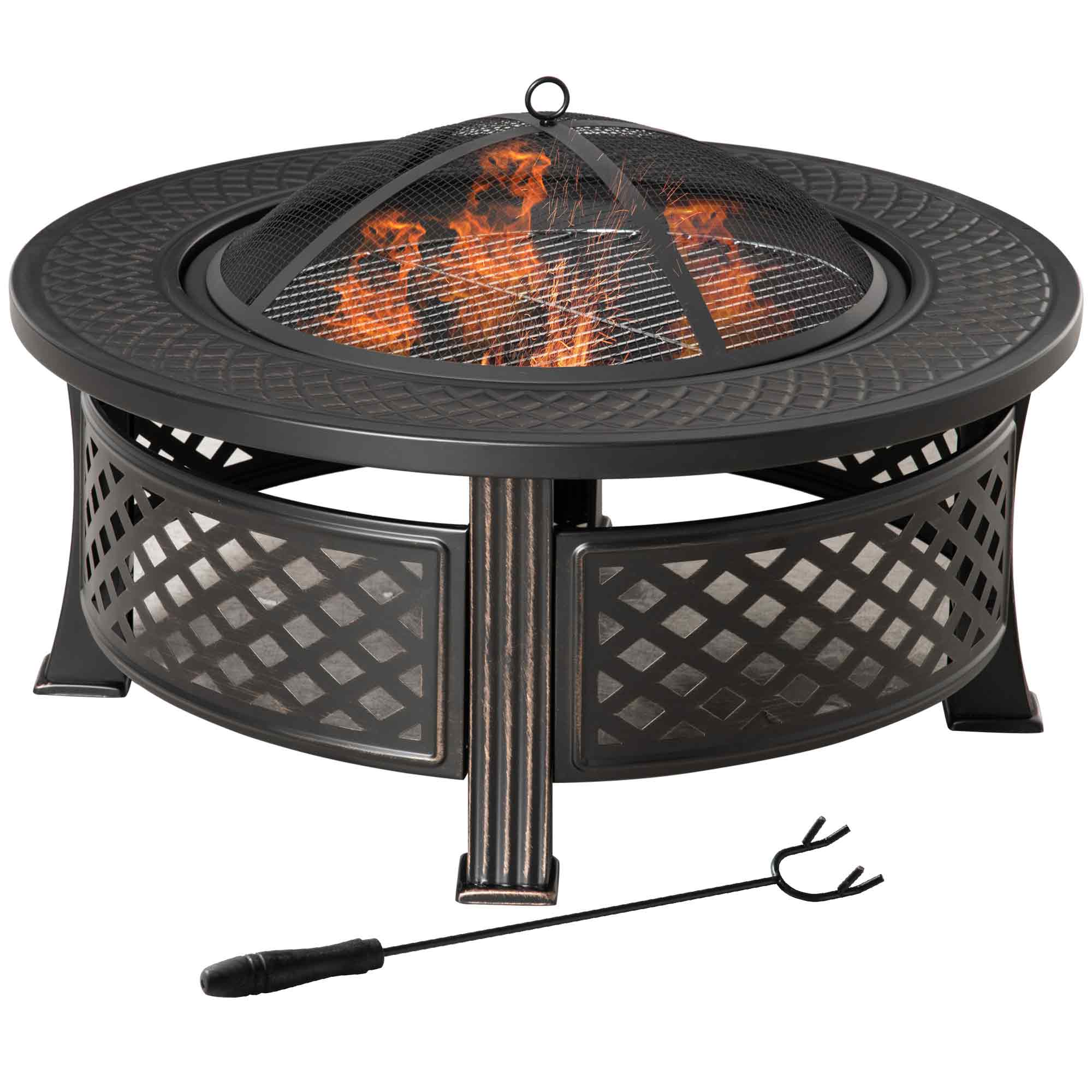 Outsunny Vuurkorf BBQ-Grill 2-in-1 Bronzen look