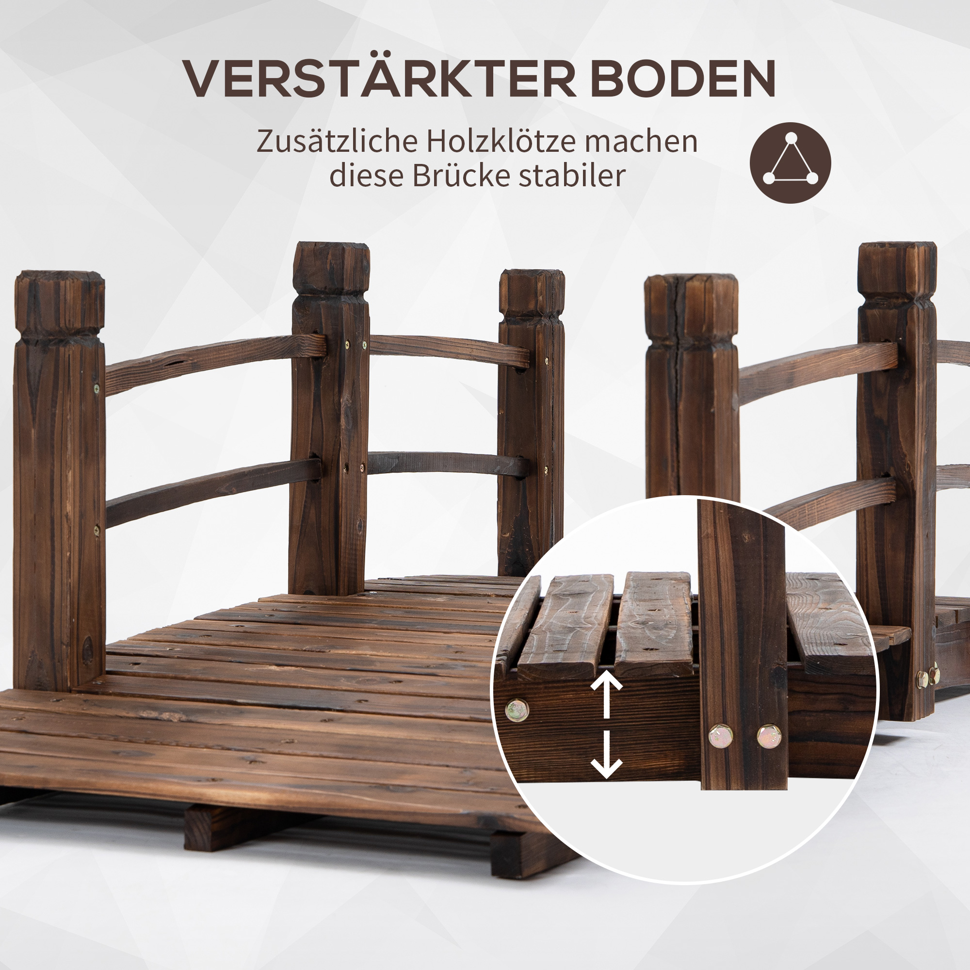 tuinbrug houten brug houten voetbrug vijverbrug sierbrug met leuning tot 180 kg