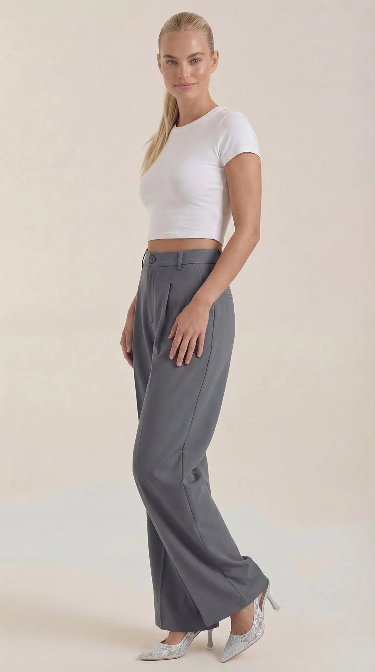 High Waist Stoffhose