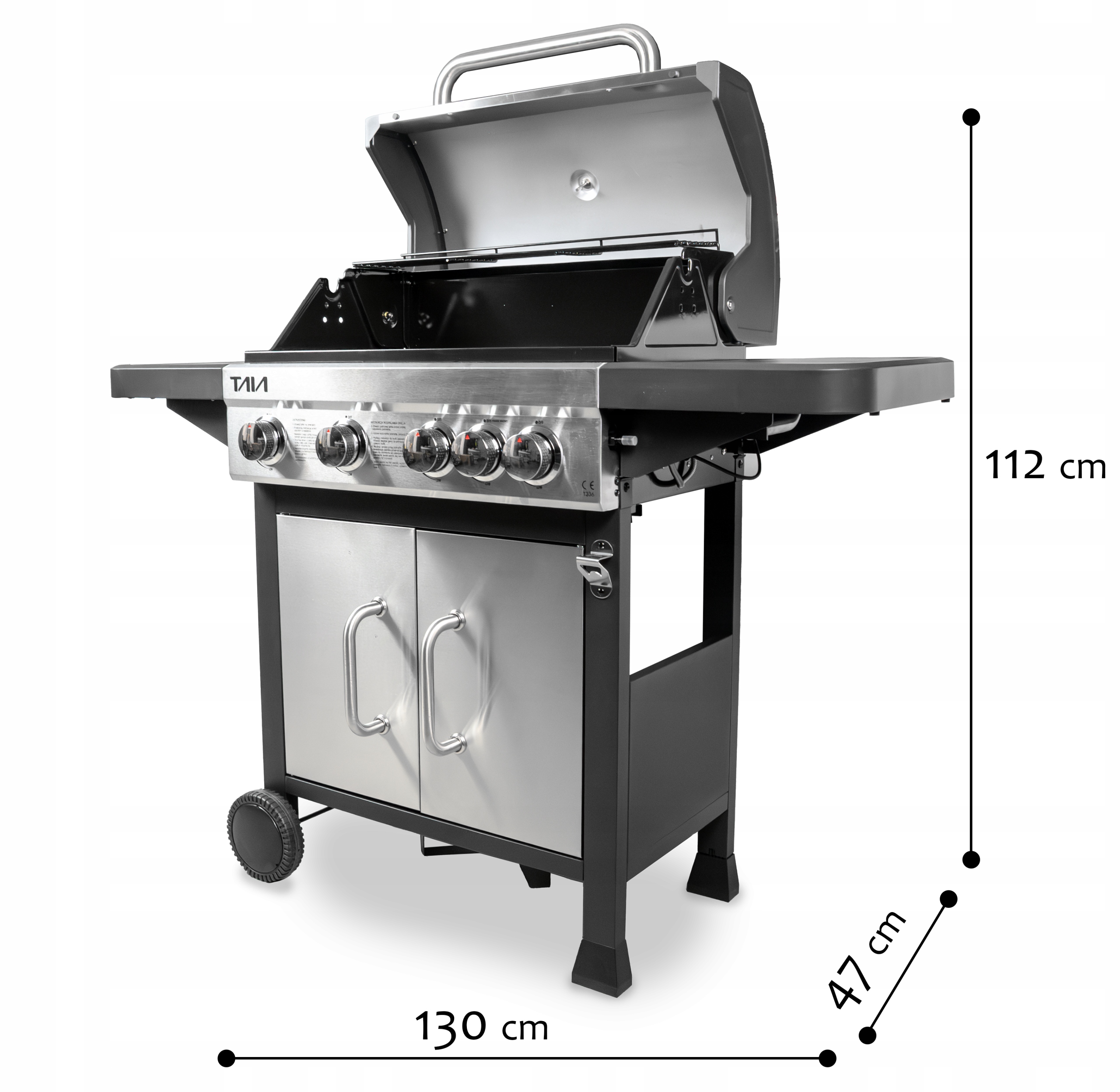WIELKI GRILL GAZOWY NIERDZEWNY DUŻY RUSZT ŻELIWNY 17,1kW TERMOMETR 10W1
