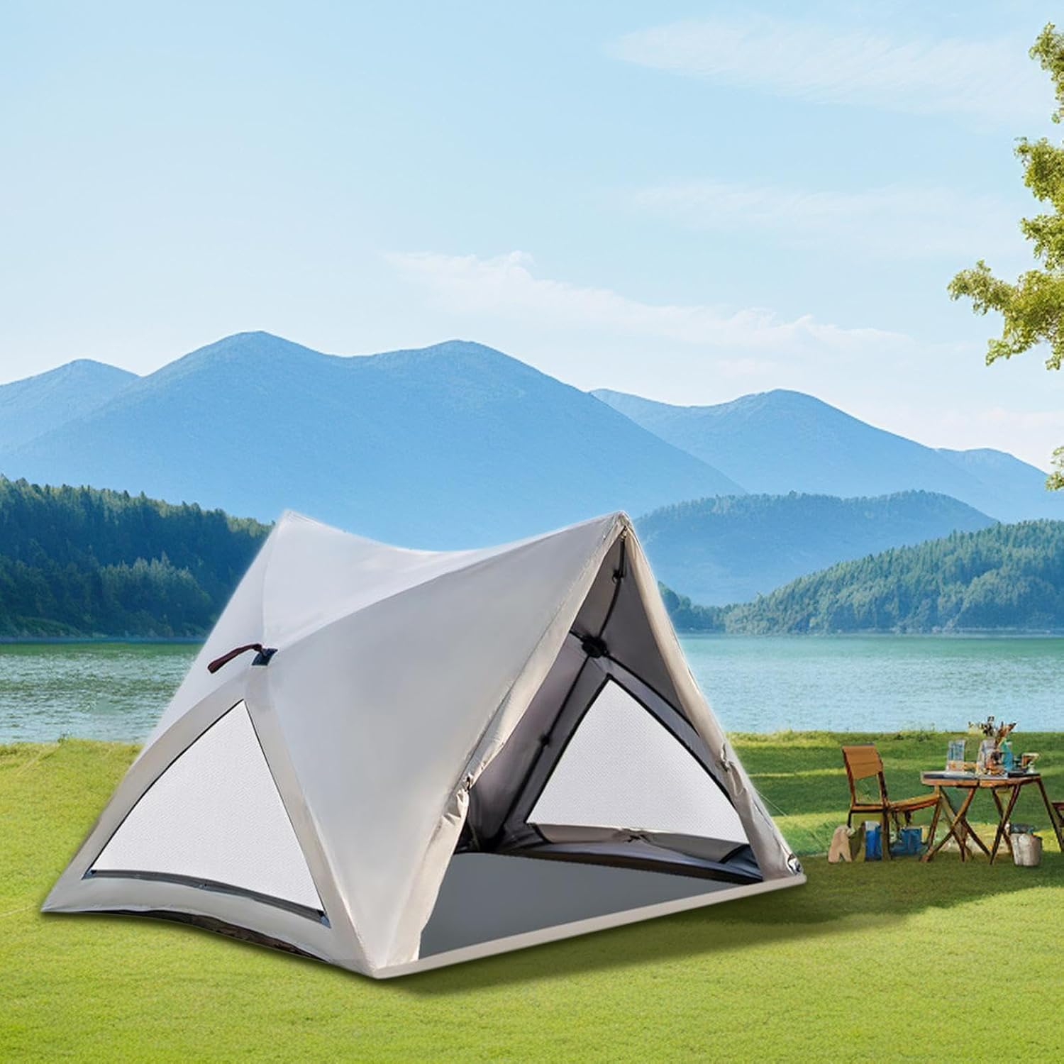 Wasserdichtes Campingzelt, tragbar, für den Außenbereich, für 3-4 Personen, Familie, faltbar, Strandzelt, automatische Konfiguration aus wasserdichtem Oxford-Gewebe für
