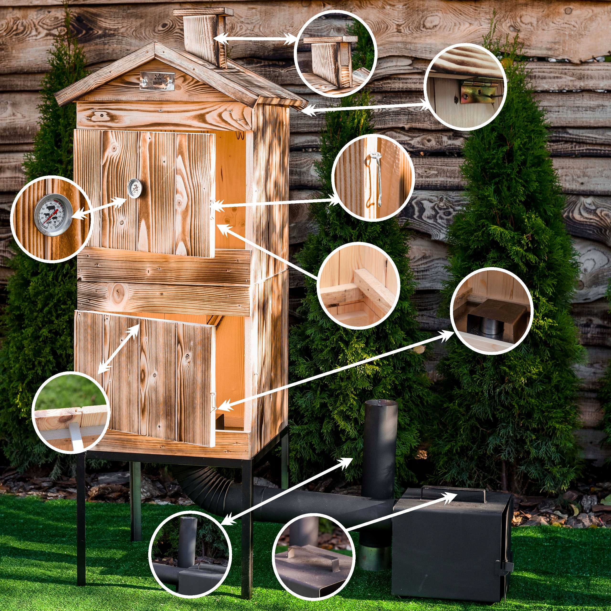 WĘDZARNIA DREWNIANA NAJWIĘKSZA PIEC 4XL OGRODOWA NAJNOWSZA IMPREGNACJA x2