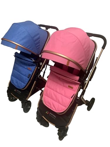 PASSEGGINO/CARROZZINA PIEGHEVOLE 2in1 DOPPIO/GEMELLARE DUE BLU E ROSA BAMBINI : Amazon.it: Prima infanzia
