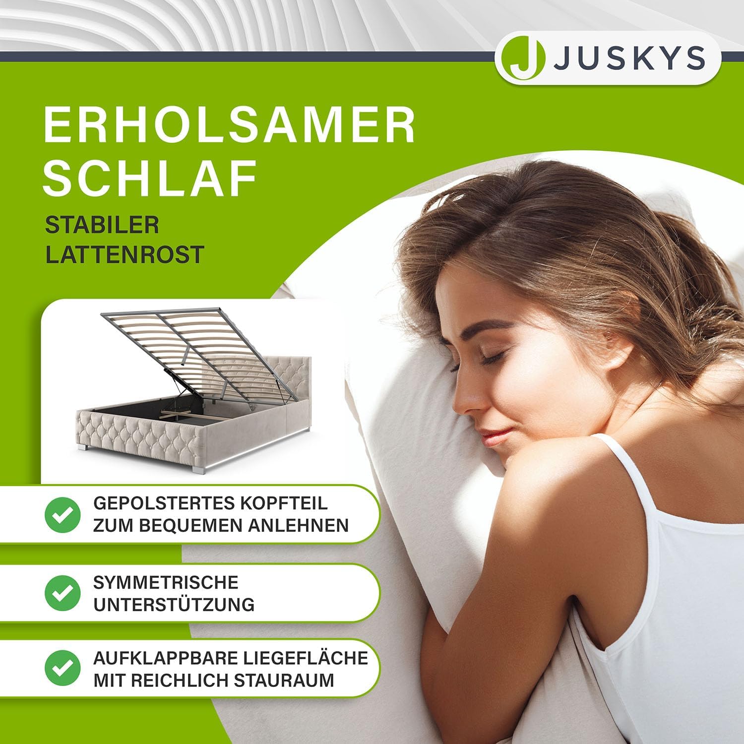 Juskys Polsterbett Nizza 140x200 cm Samt mit Stauraum, LED Beleuchtung & Lattenrost - Chesterfield Steppung & Kopfteil - Bett Bettgestell - Beige