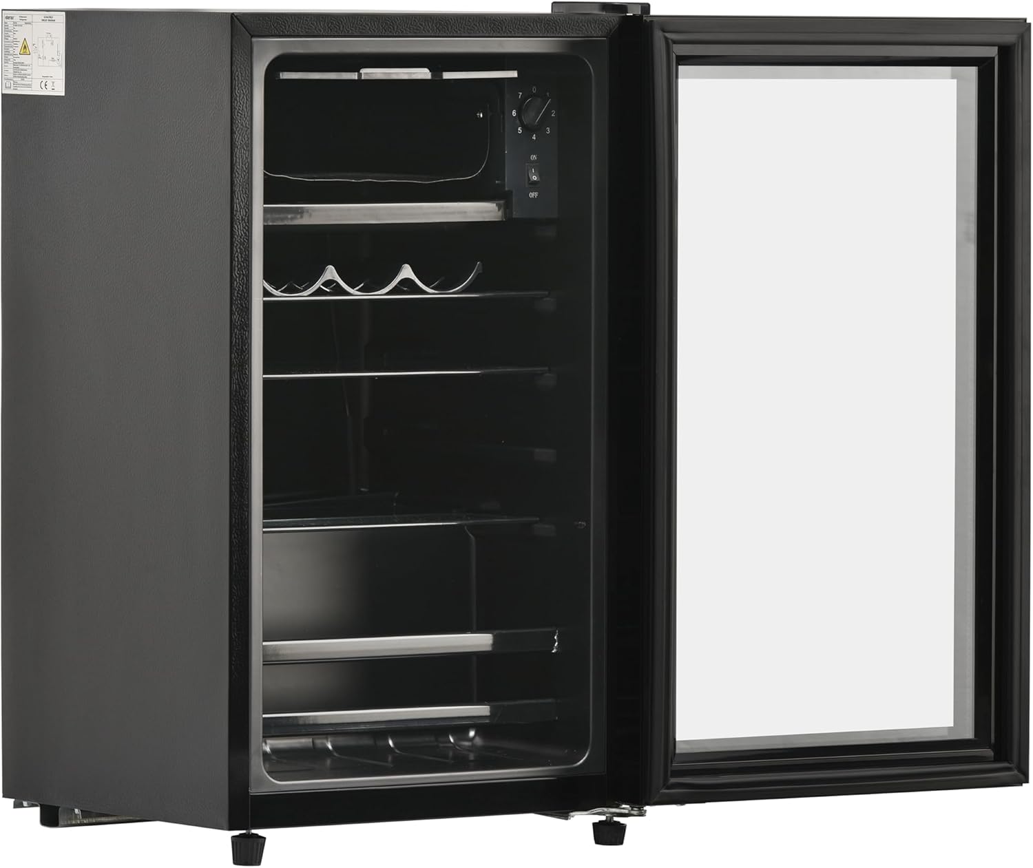 Merax 76L Kühlschrank: Kühlschrank mit 70 l Kühl- und 6 l Gefrierkapazität,LED-Licht,51 Dosen Kapazität, leise Kühlung,anpassbare Einlegeböden [Energieklasse F]