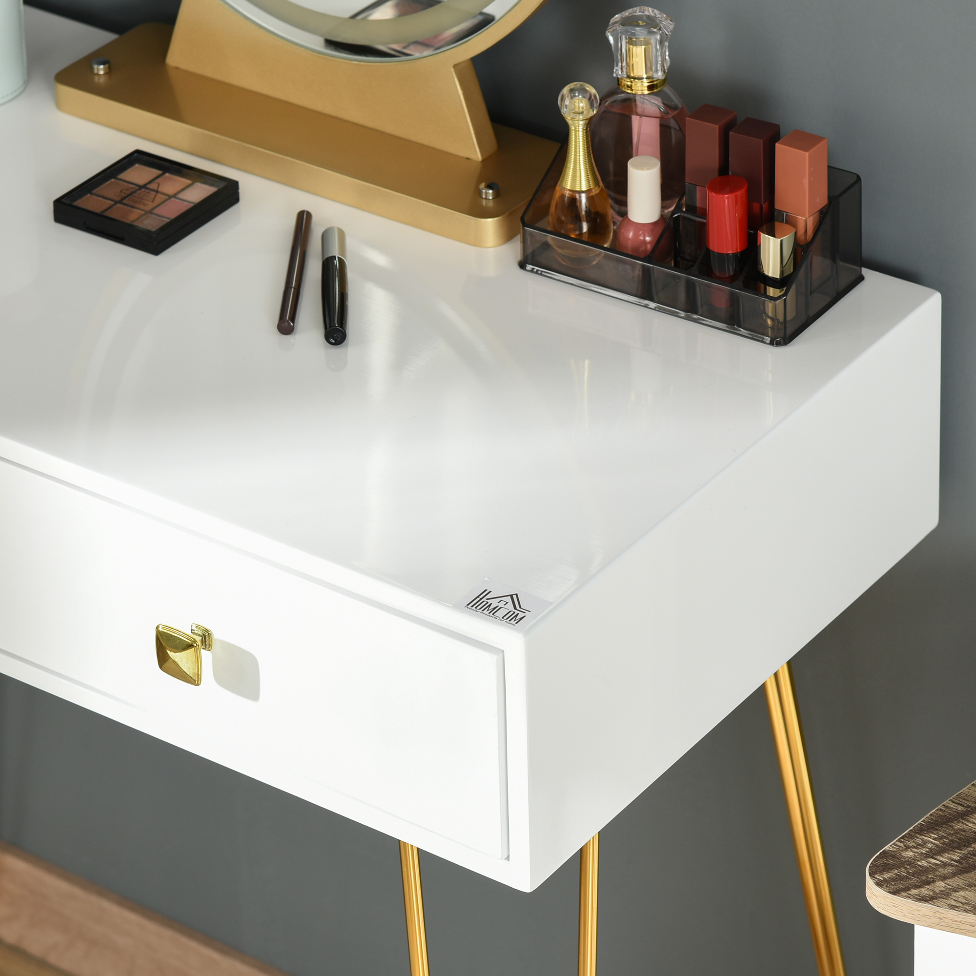 make-uptafel gestoffeerde kruk retro design