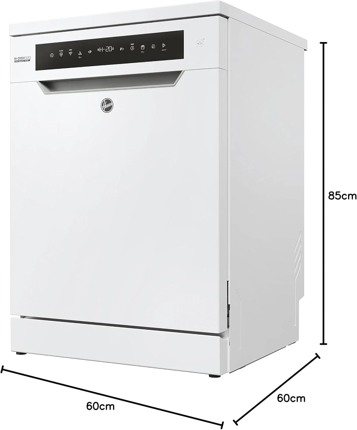 Hoover HF 4C6F0PW vaatwasser; 14 couverts; Vrijstaand, 60 cm breed; Energie-effici?ntieklasse C; Slimme bediening met wifi + bluetooth-technologie