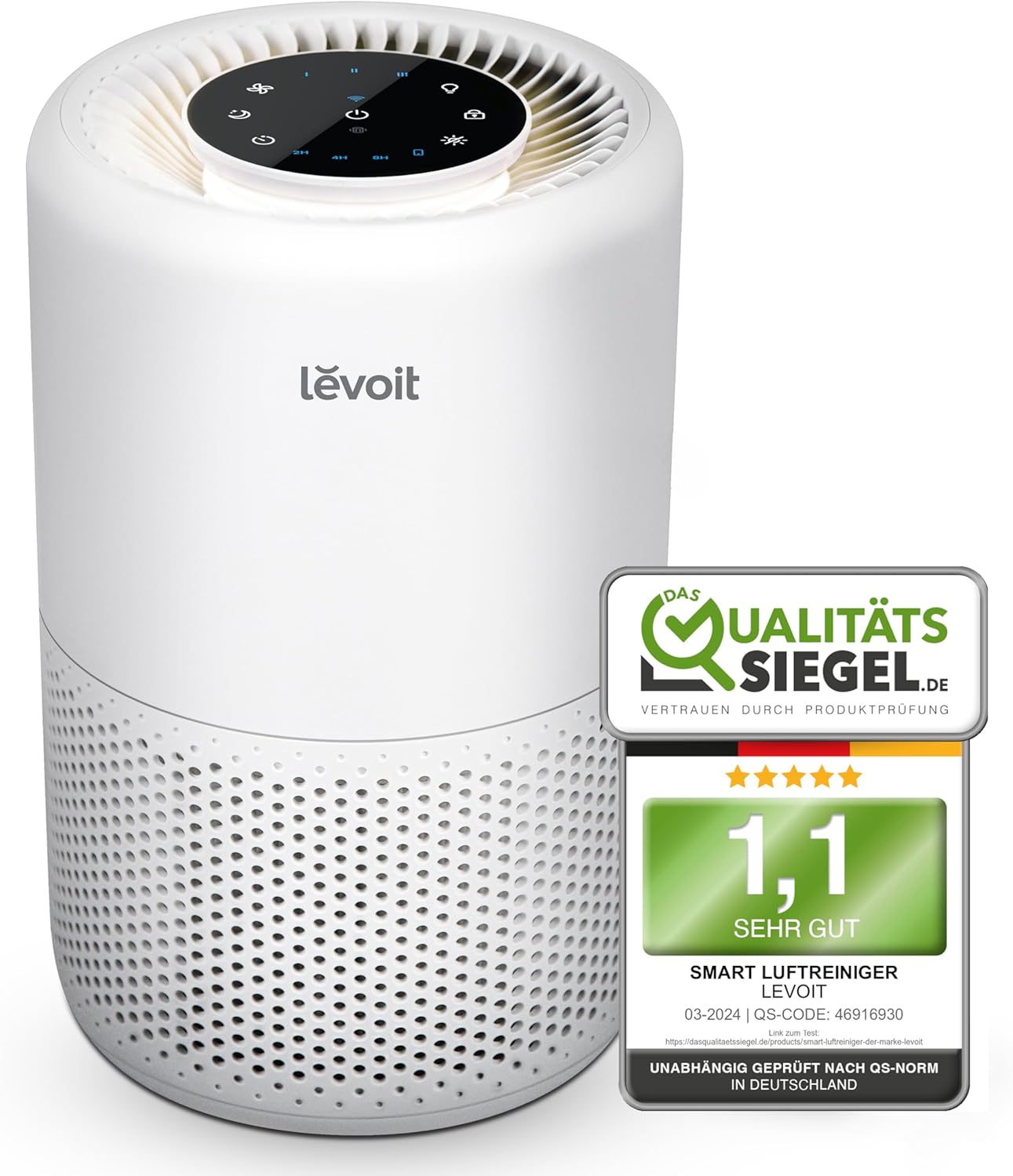 Rowenta QU5062 Eclipse 3in1 Luftreiniger, Heizlüfter, Ventilator, filtert 99,9% der Partikel, für 30 m2 Raumgröße, schnelle Heizung bis zu 35°C, automatischer Tag- und Nachtmodus, Schwarz/Grau