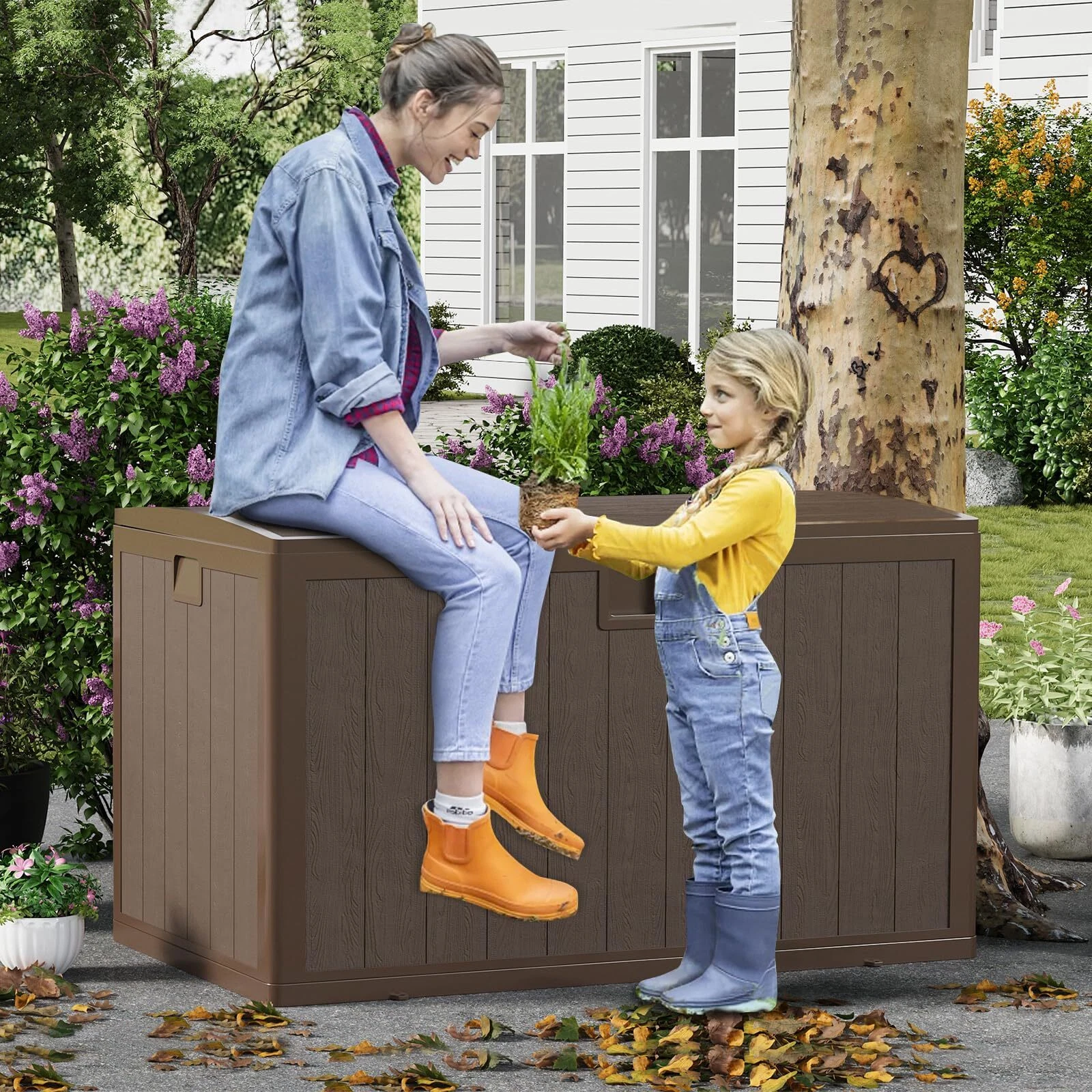 2025 130 Gallon waterdichte outdoor opbergbox �C Harshouten dekselbox voor terras en tuin