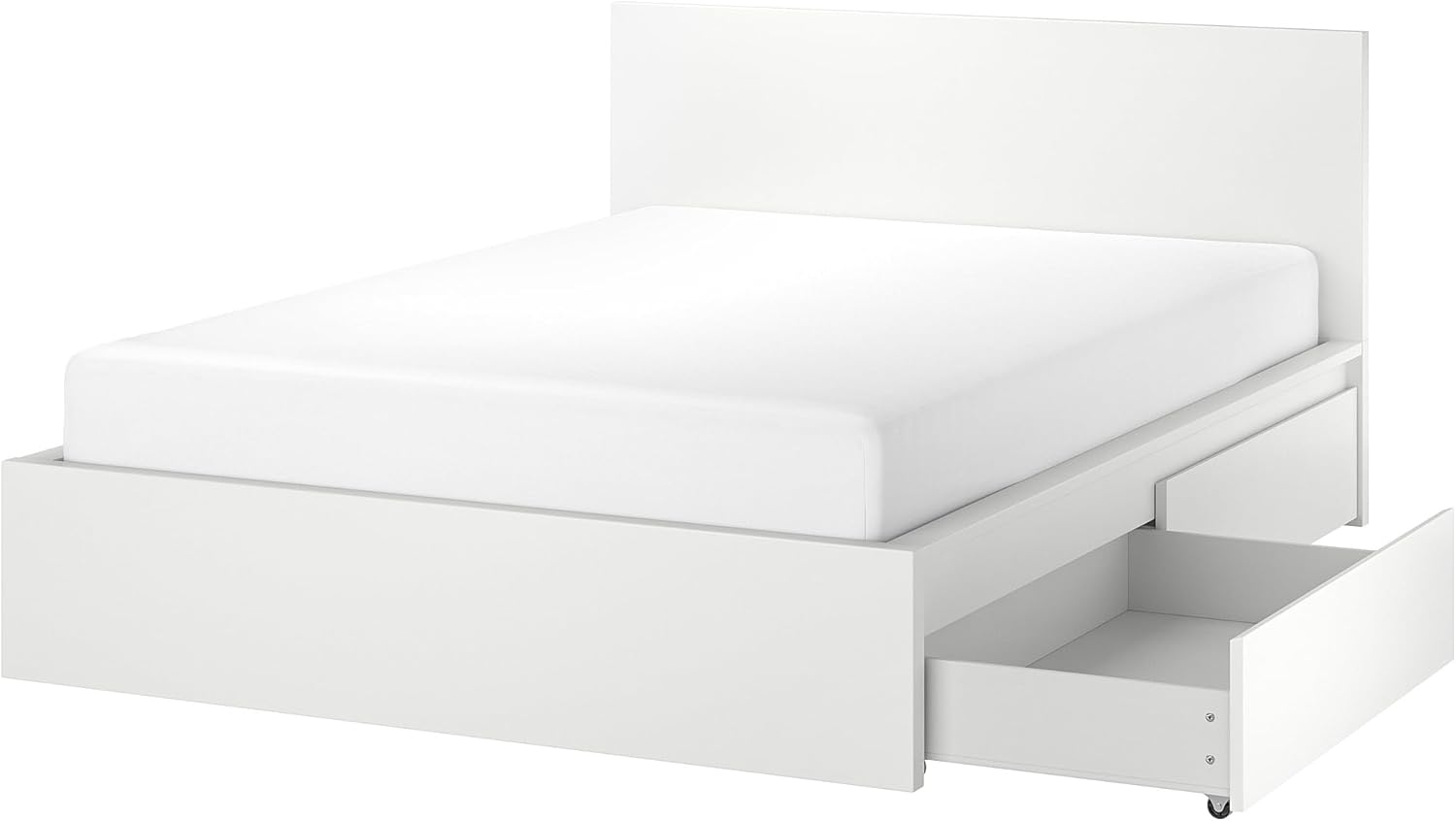 IKEA MALM Bettgestell, hoch, mit 2 Aufbewahrungsboxen, 140 x 200 cm, Weiß/Luröy