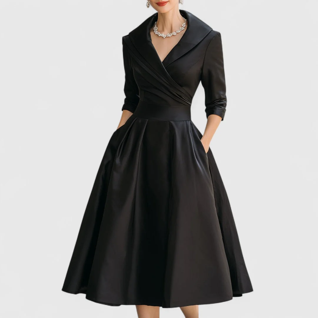 Midi-Kleid mit Wickeloptik und V-Ausschnitt