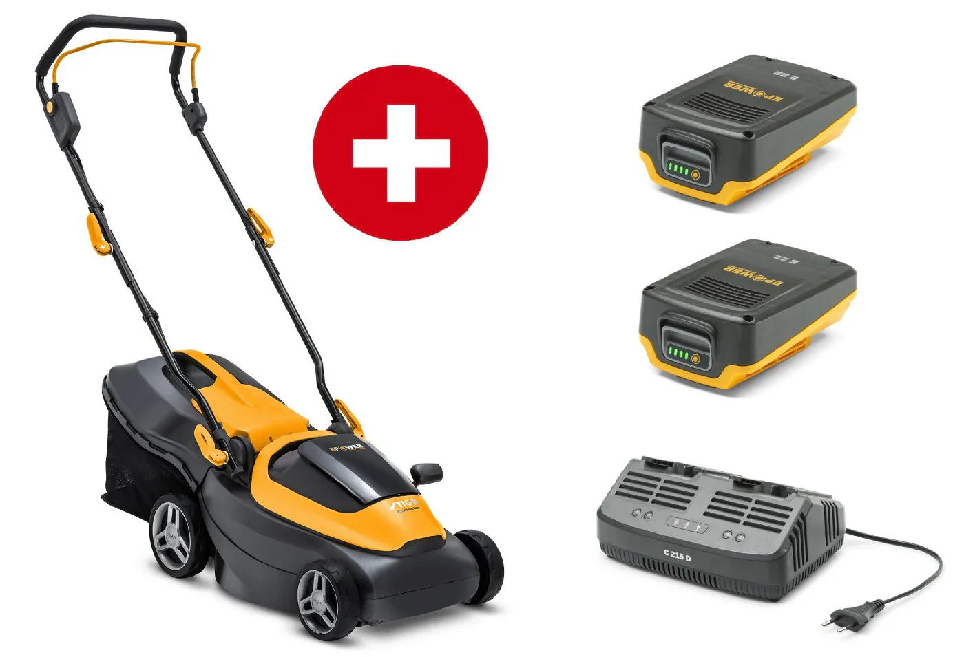 Stiga Akku-Rasenm?her Collector 136e Kit - mit 2 x 2 Ah Akku und Doppel-Ladeger?t