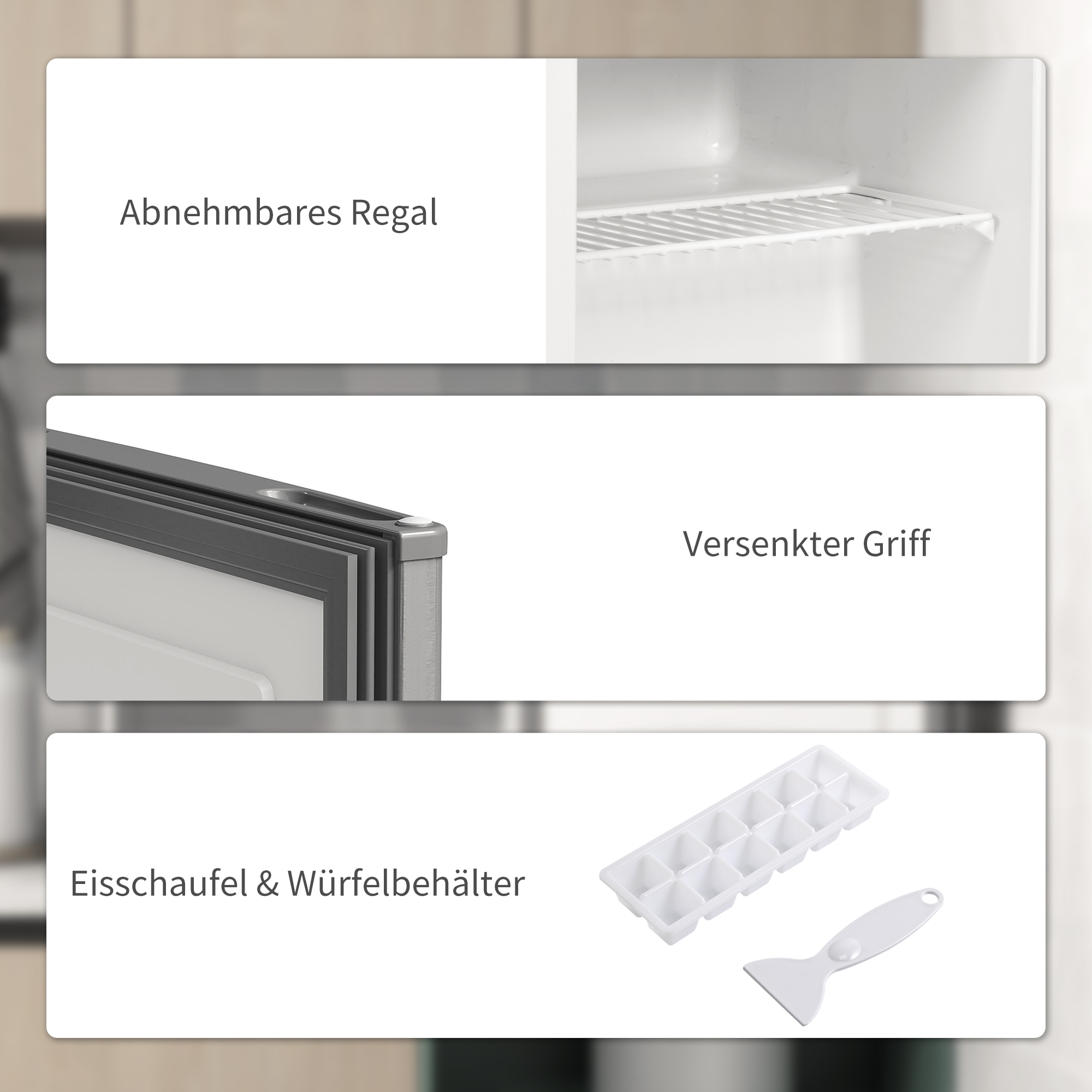 Mini-Vriezer 35 L, Electrische Vriesbox, Vrijstaand 161W, Mini Diepvrieskist 47 x 44,2 x 48,8 cm, Grijs