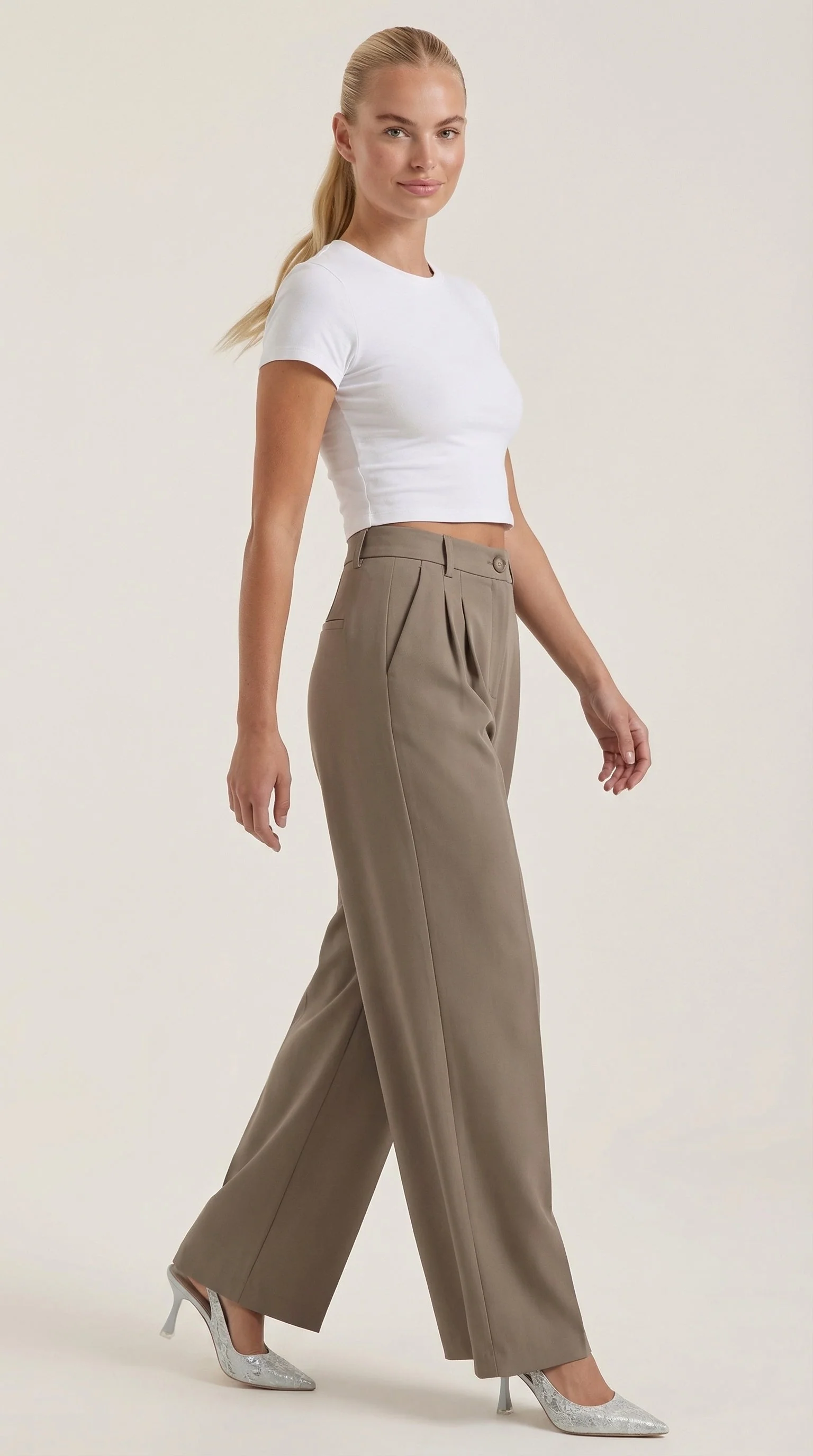 High Waist Stoffhose