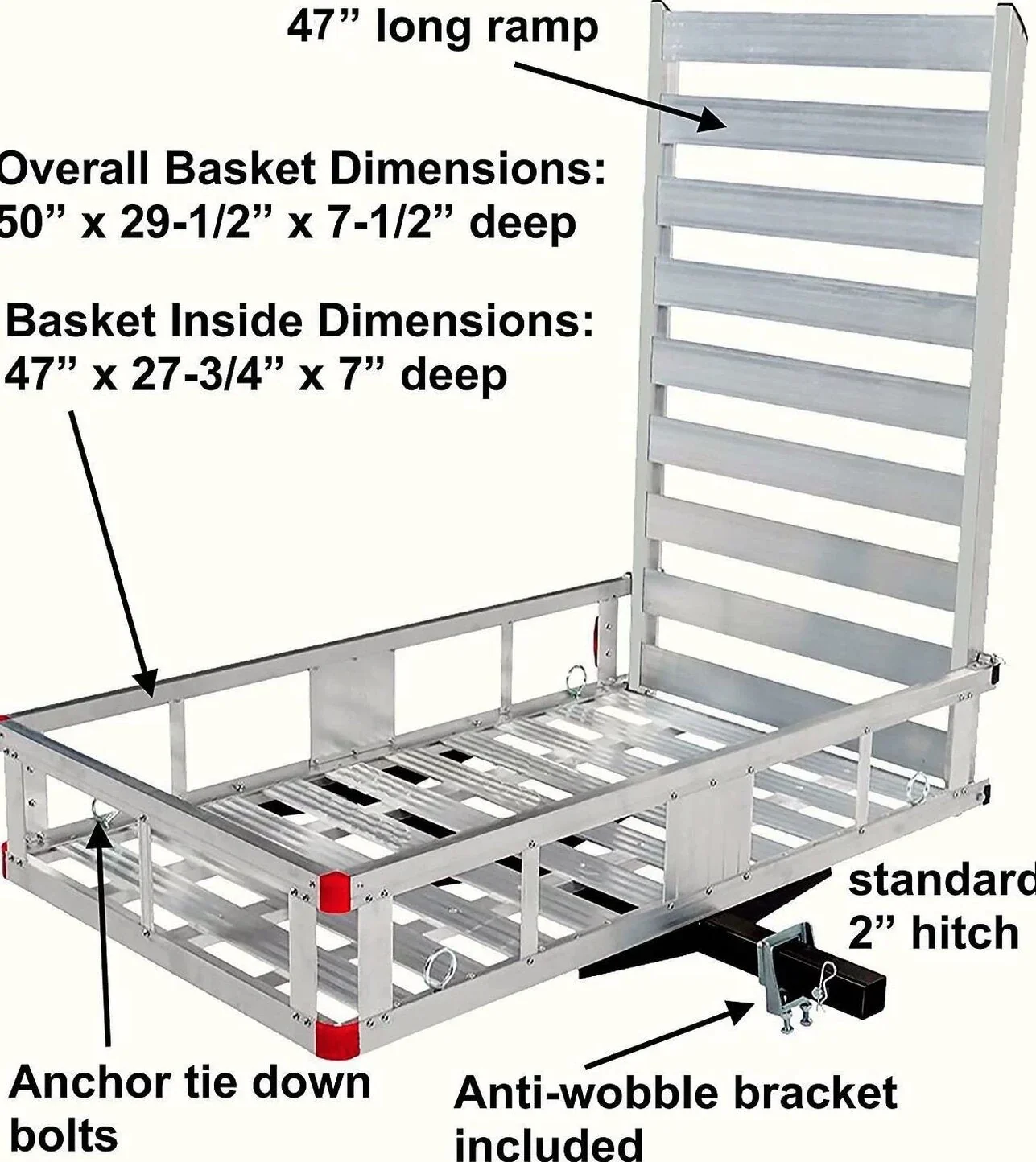 80779 Aluminum Hitch Mount Cargo Carrier with 47′′ Long Ramp, 1 Pack